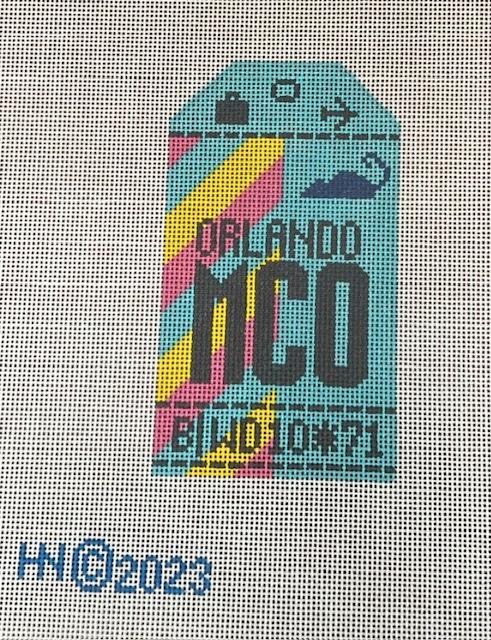 Orlando Vintage Travel Tag Canvas - KC Needlepoint