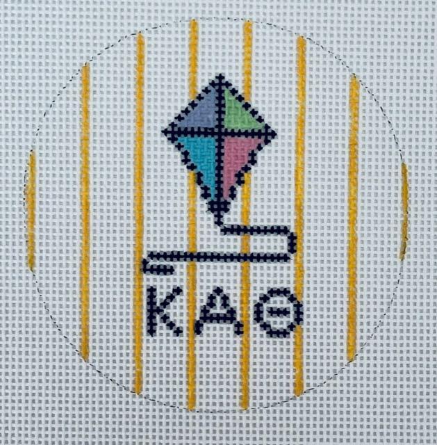 Kappa Alpha Theta</br> 3" Round Canvas - KC Needlepoint