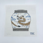 Large Brown Dragon Ginger Jar Canvas - KC Needlepoint