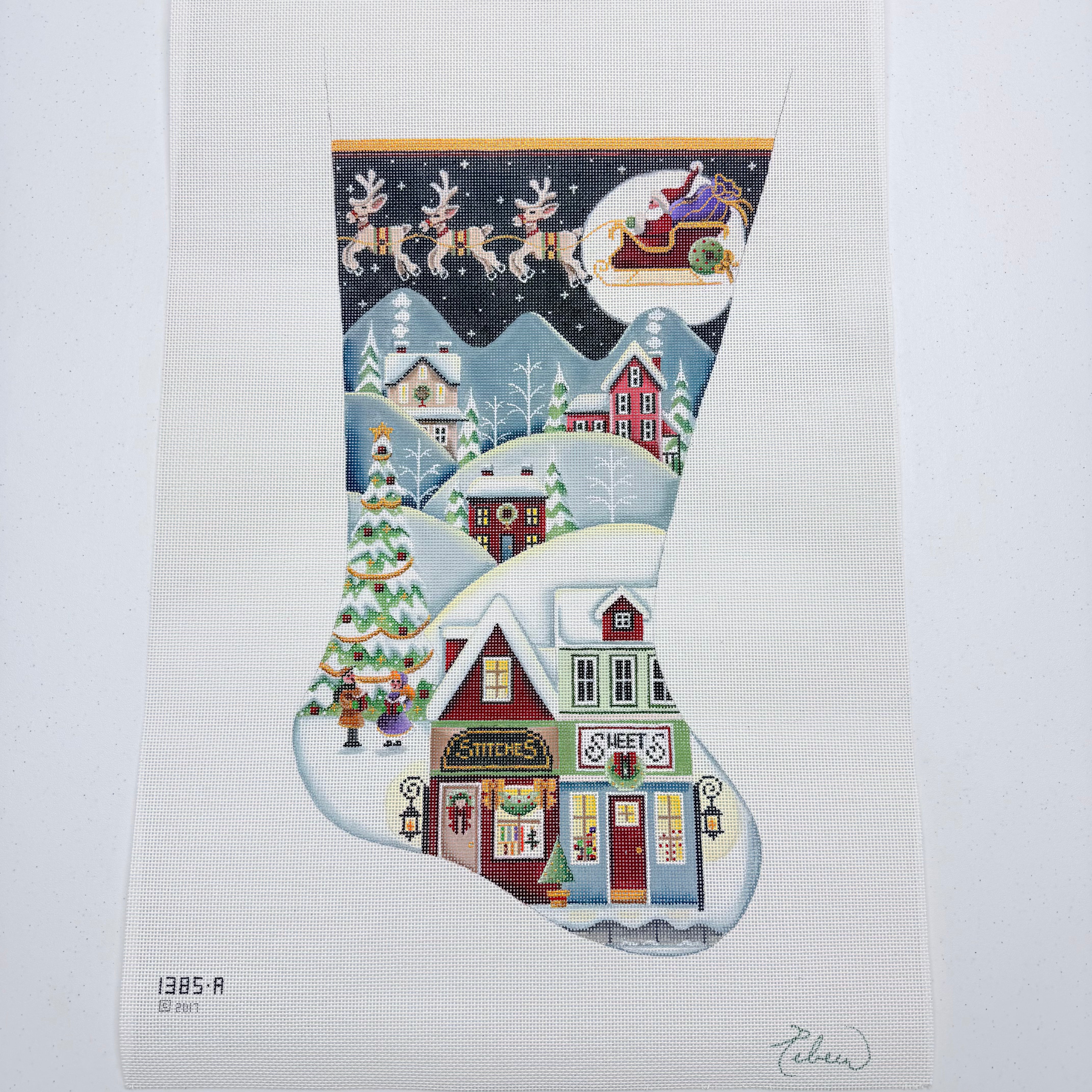 Sweet Shop Village Stocking Canvas - KC Needlepoint