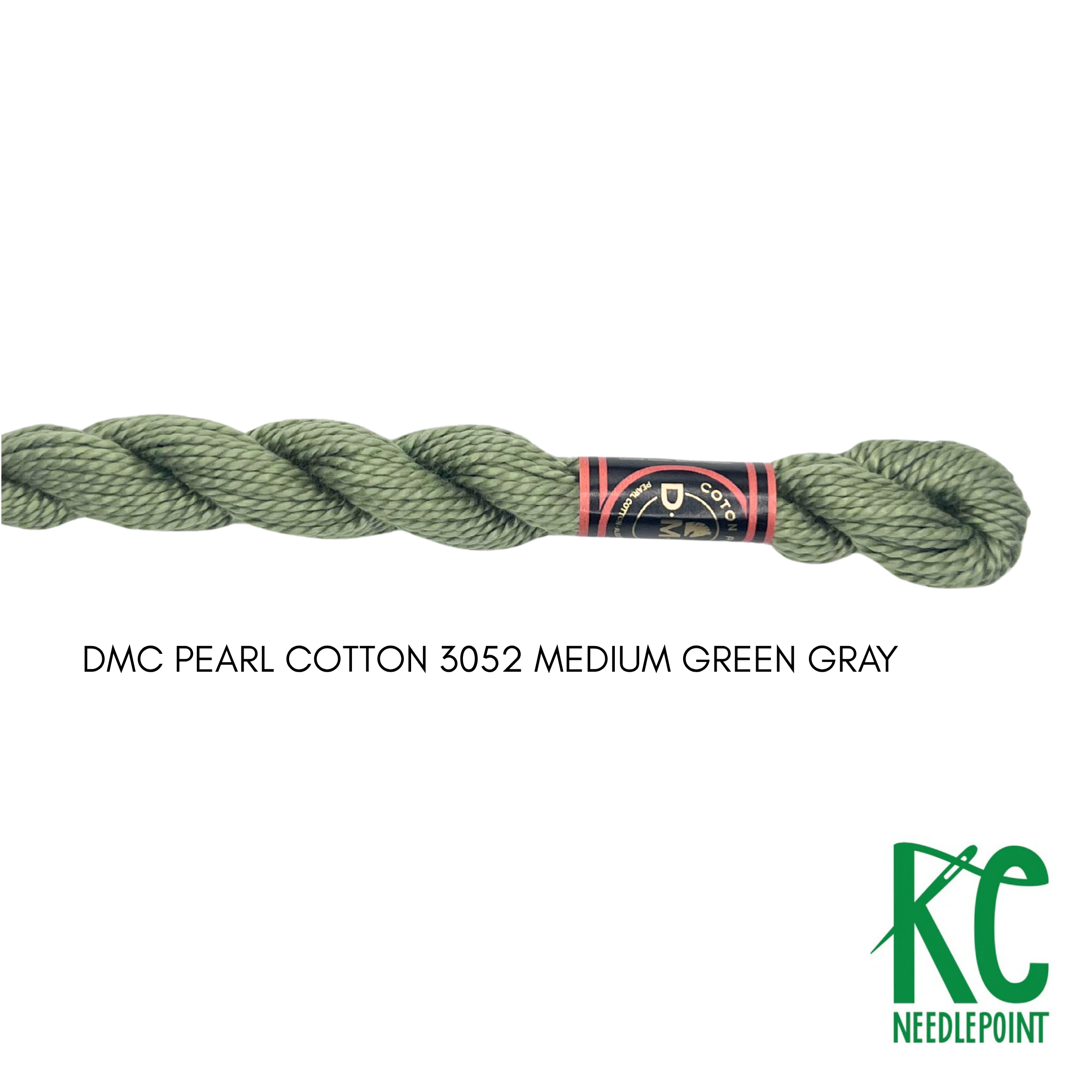 DMC 5 Pearl Cotton 3052 Medium Green Gray - KC Needlepoint