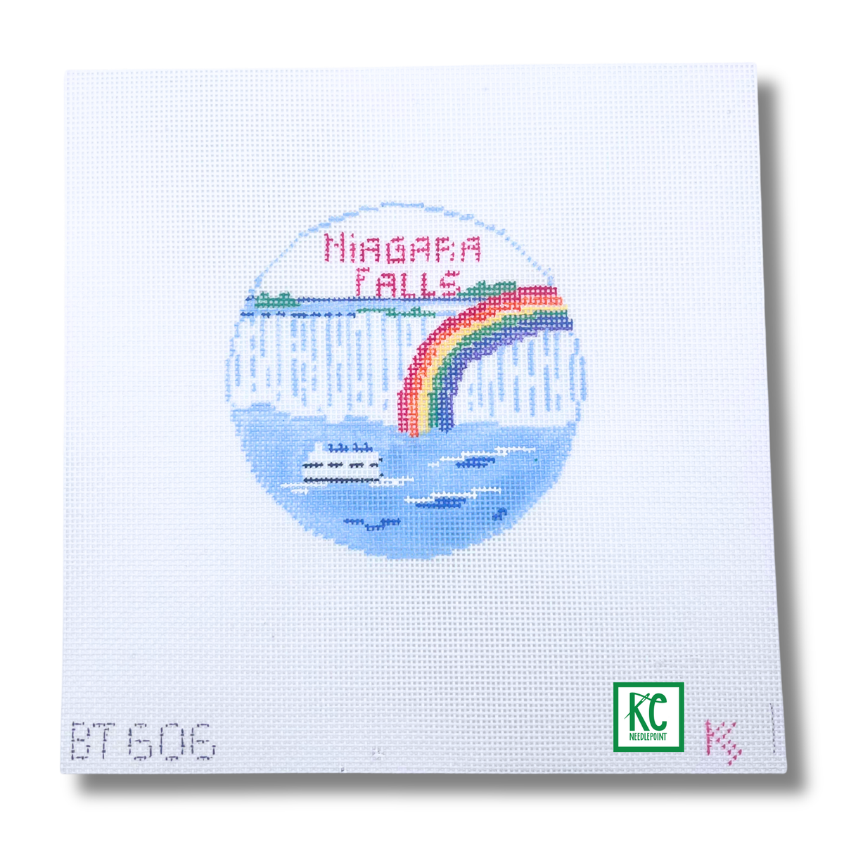 Niagara Falls Travel Round Canvas - KC Needlepoint