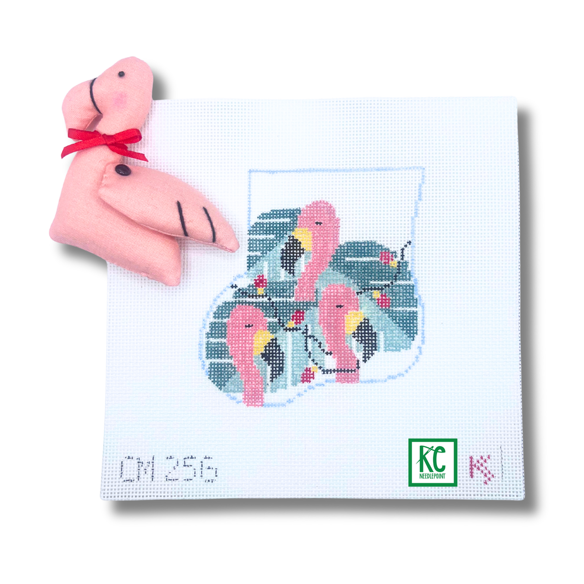 Flamingo Lights with Flamingo Mini Sock Canvas - KC Needlepoint