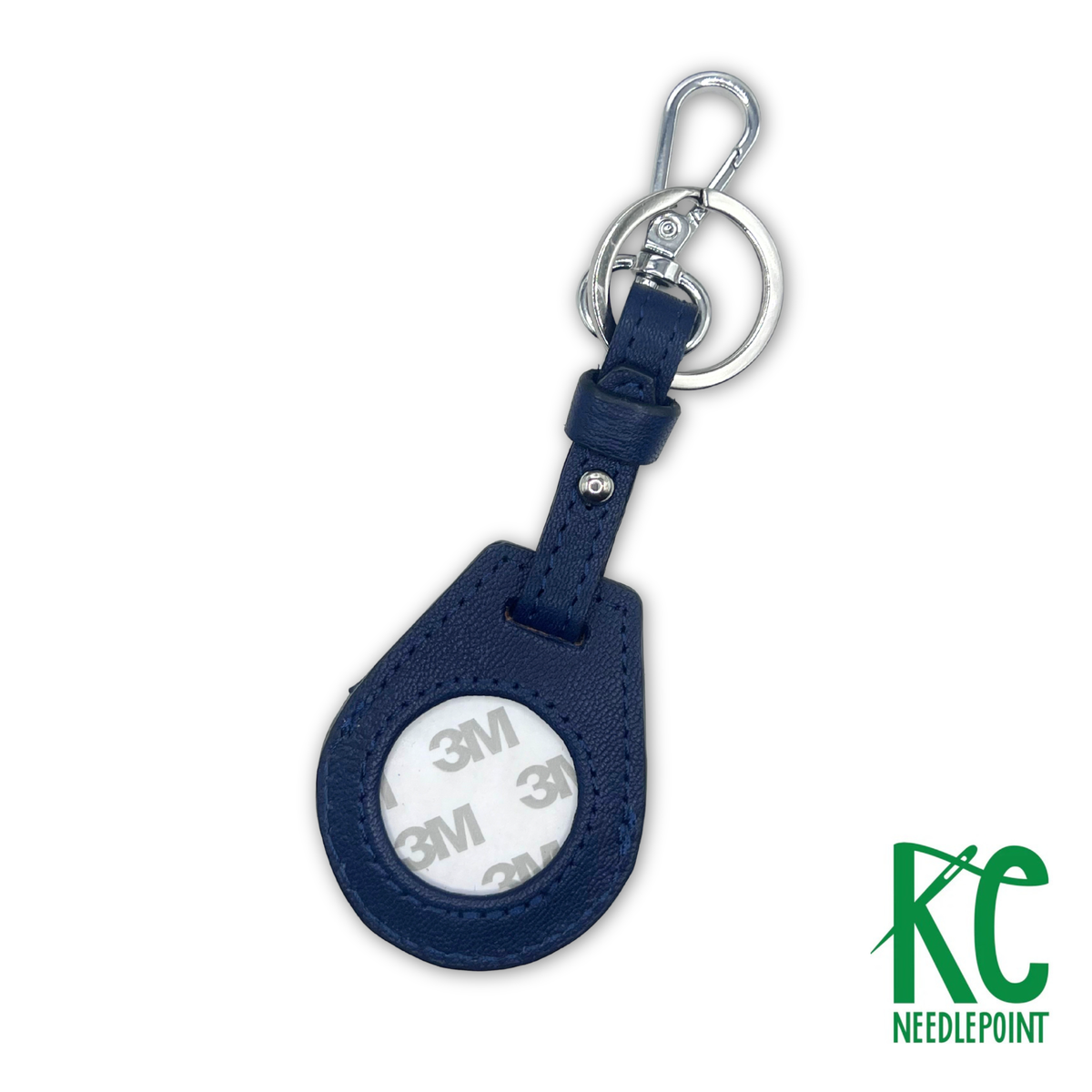 Round Leather Air Tag Fob - KC Needlepoint