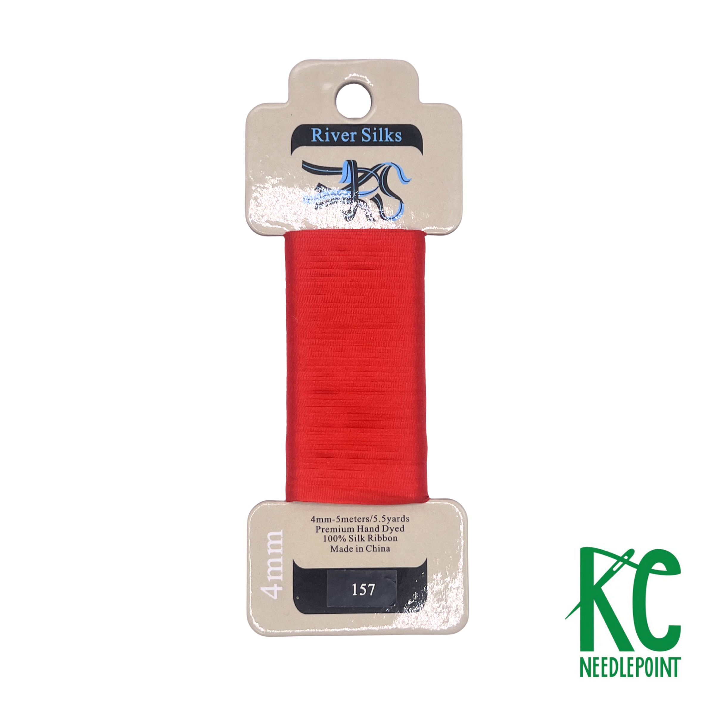 Silk Ribbon 4mm 157 Flame Scarlet - KC Needlepoint