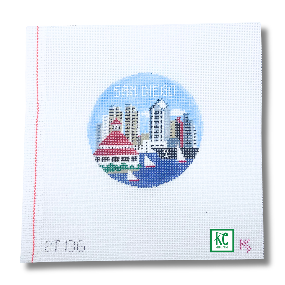 San Diego Travel Round Canvas - KC Needlepoint