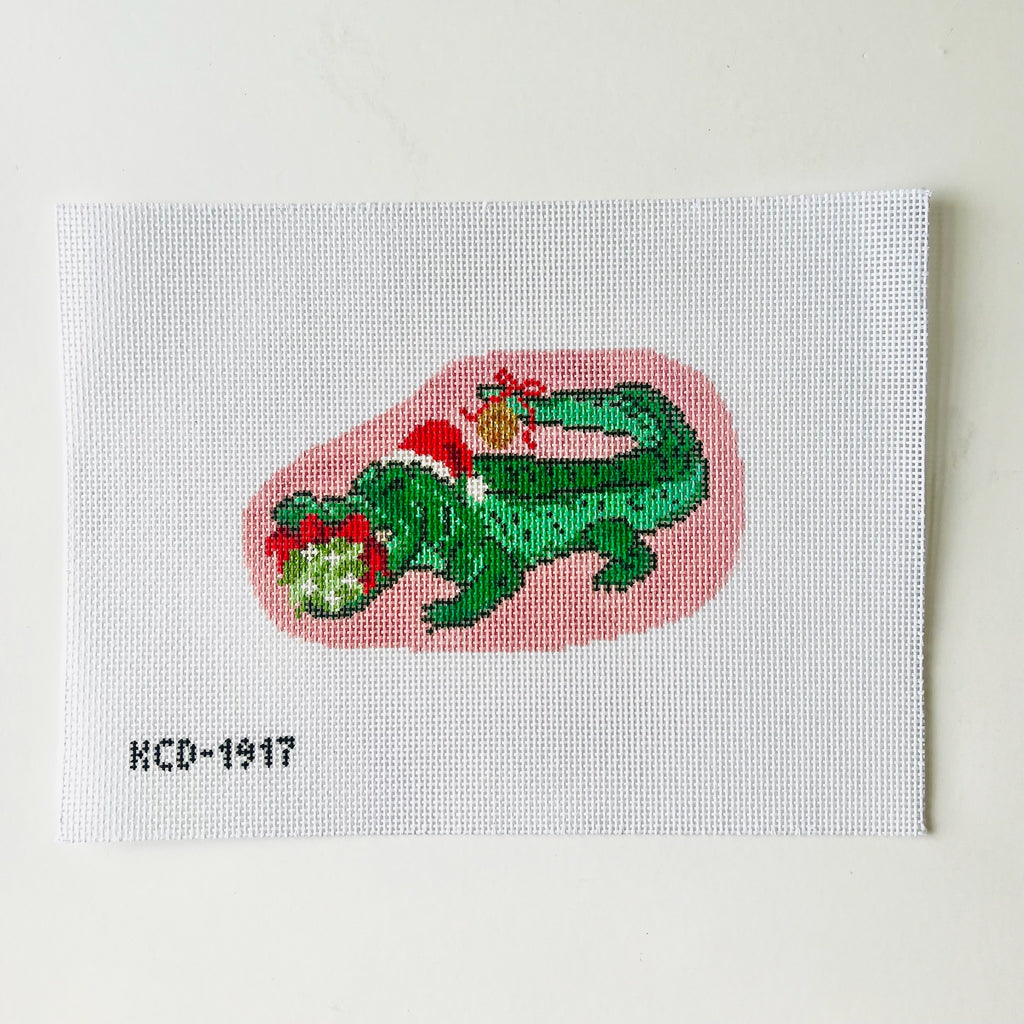 Holiday Alligator Canvas - KC Needlepoint