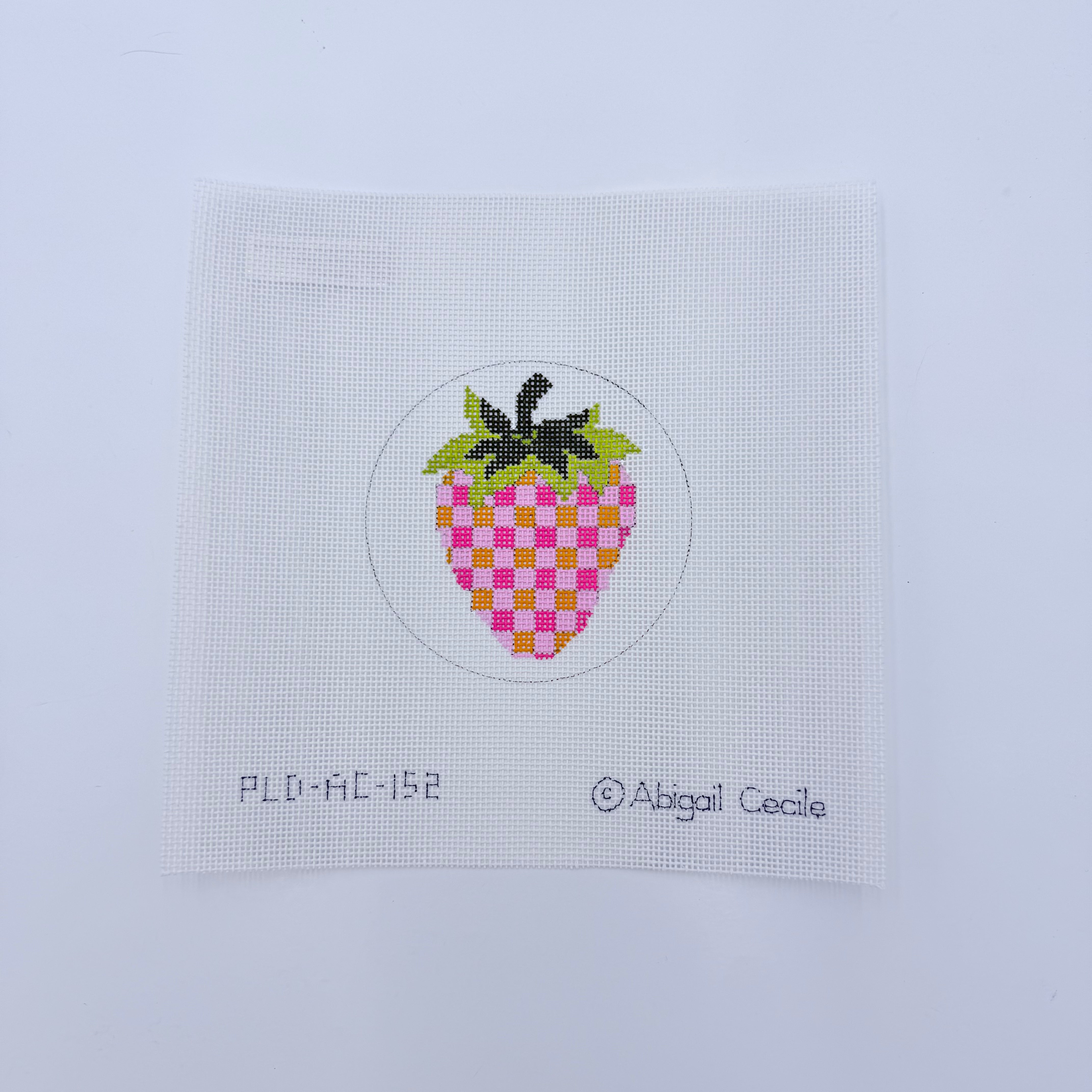 Pink Checks Strawberry Canvas - KC Needlepoint