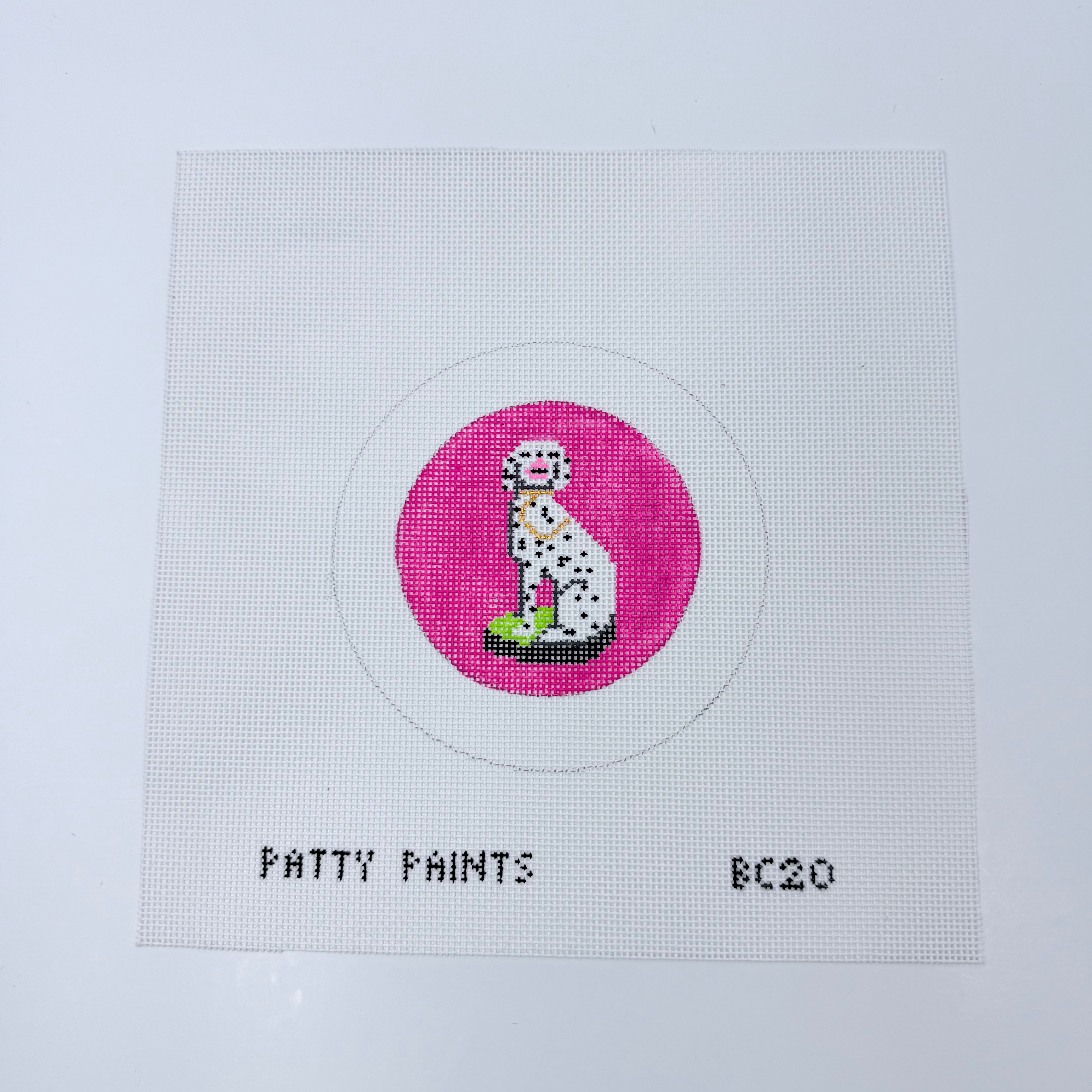 Staffordshire Dog on Pink Needlepoint Canvas - KC Needlepoint