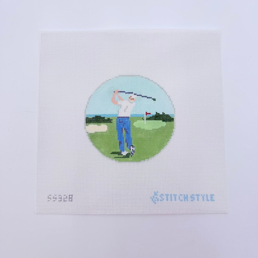 Golfer Canvas - KC Needlepoint