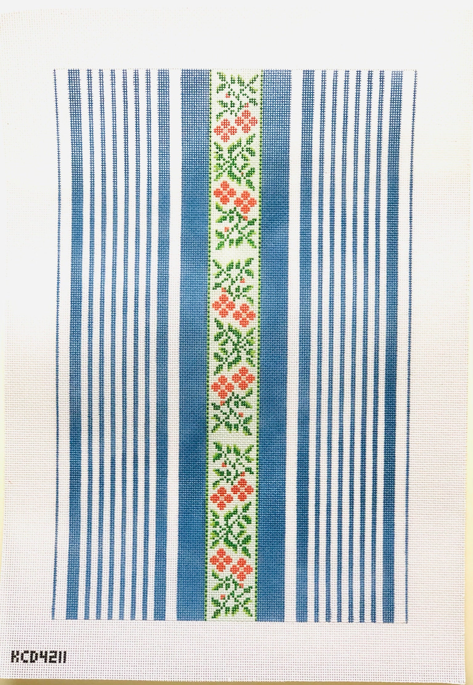 Ribbon Ticking Trifold Clutch Canvas - KC Needlepoint