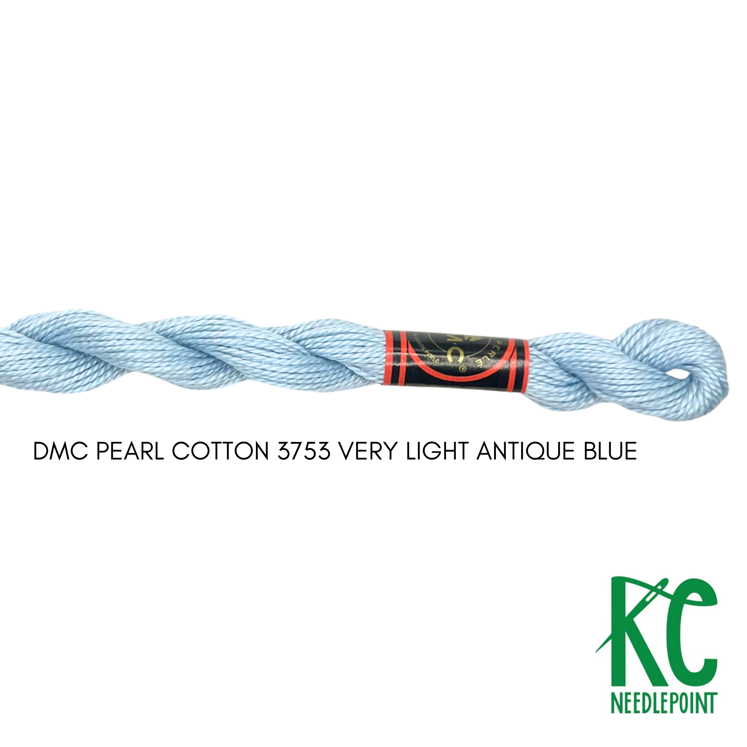 DMC 3 Pearl Cotton 3753 Very Light Antique Blue - KC Needlepoint