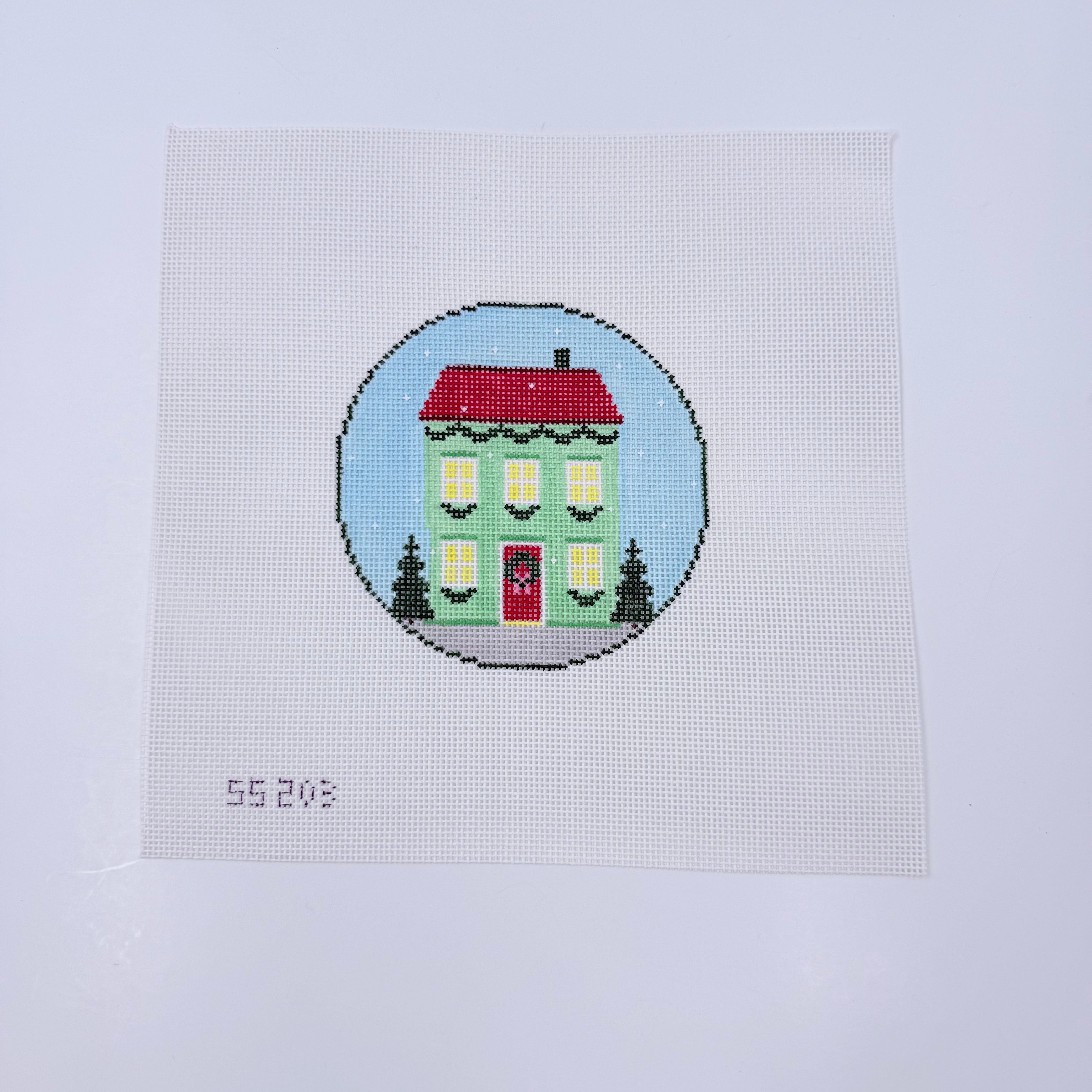 Mint Green Christmas Home Canvas - KC Needlepoint