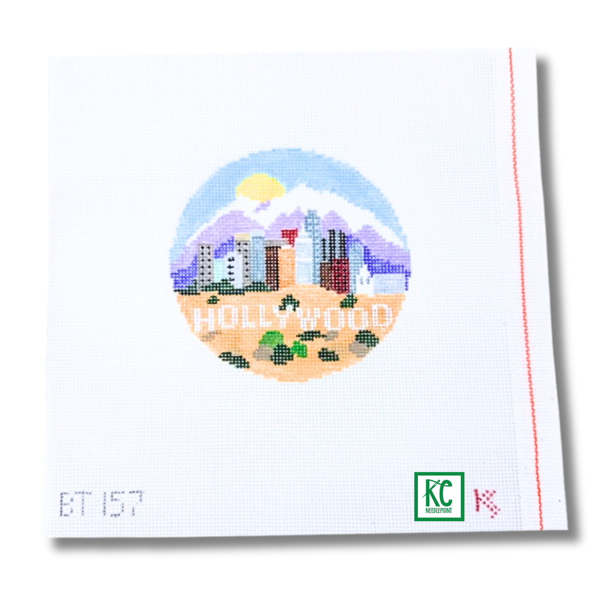 Hollywood Travel Round Canvas - KC Needlepoint