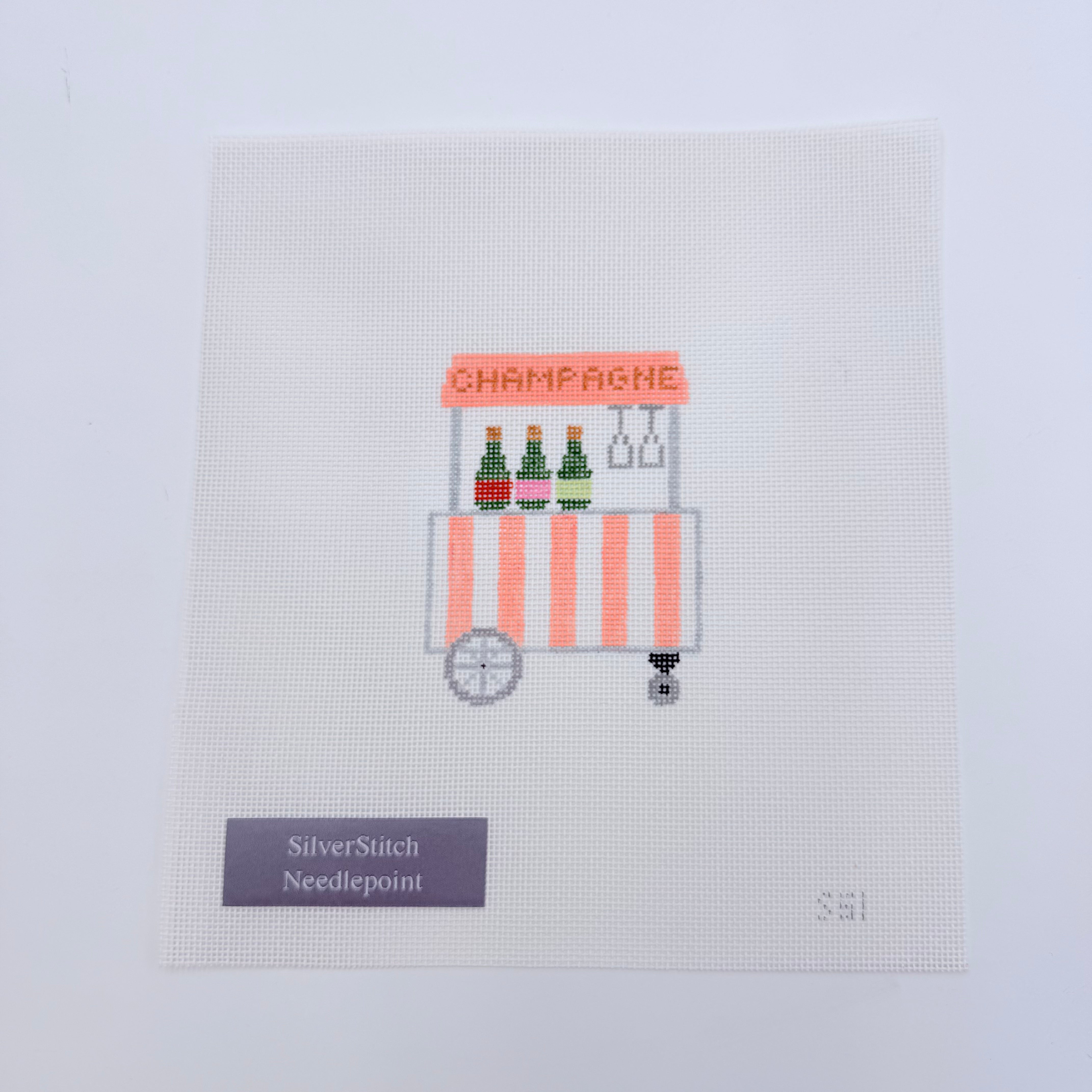 Champagne Cart Canvas - KC Needlepoint