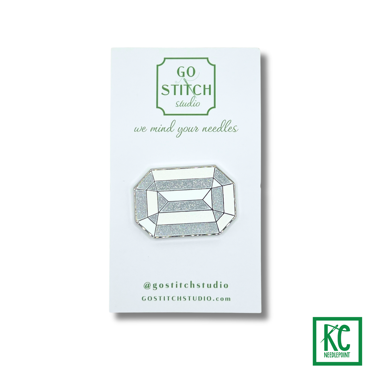 The Crown Jewel White Diamond Needle Minder - KC Needlepoint