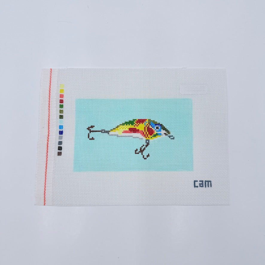Multi Colored Fishing Lure Canvas - KC Needlepoint