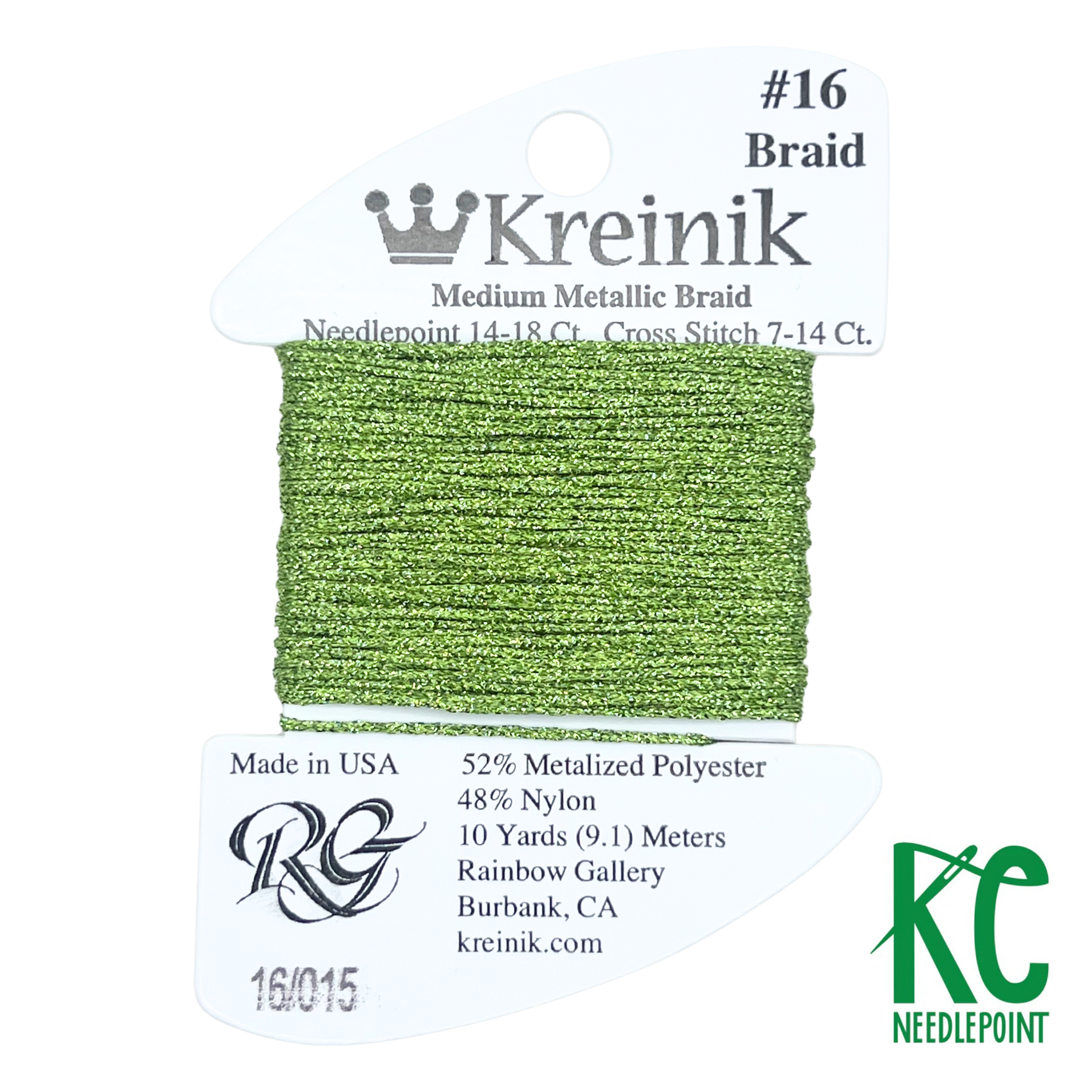 Kreinik Card Size 16 015 Chartreuse - KC Needlepoint