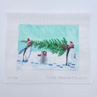 Penguins Bringing Home the Tree Pillow Canvas - KC Needlepoint