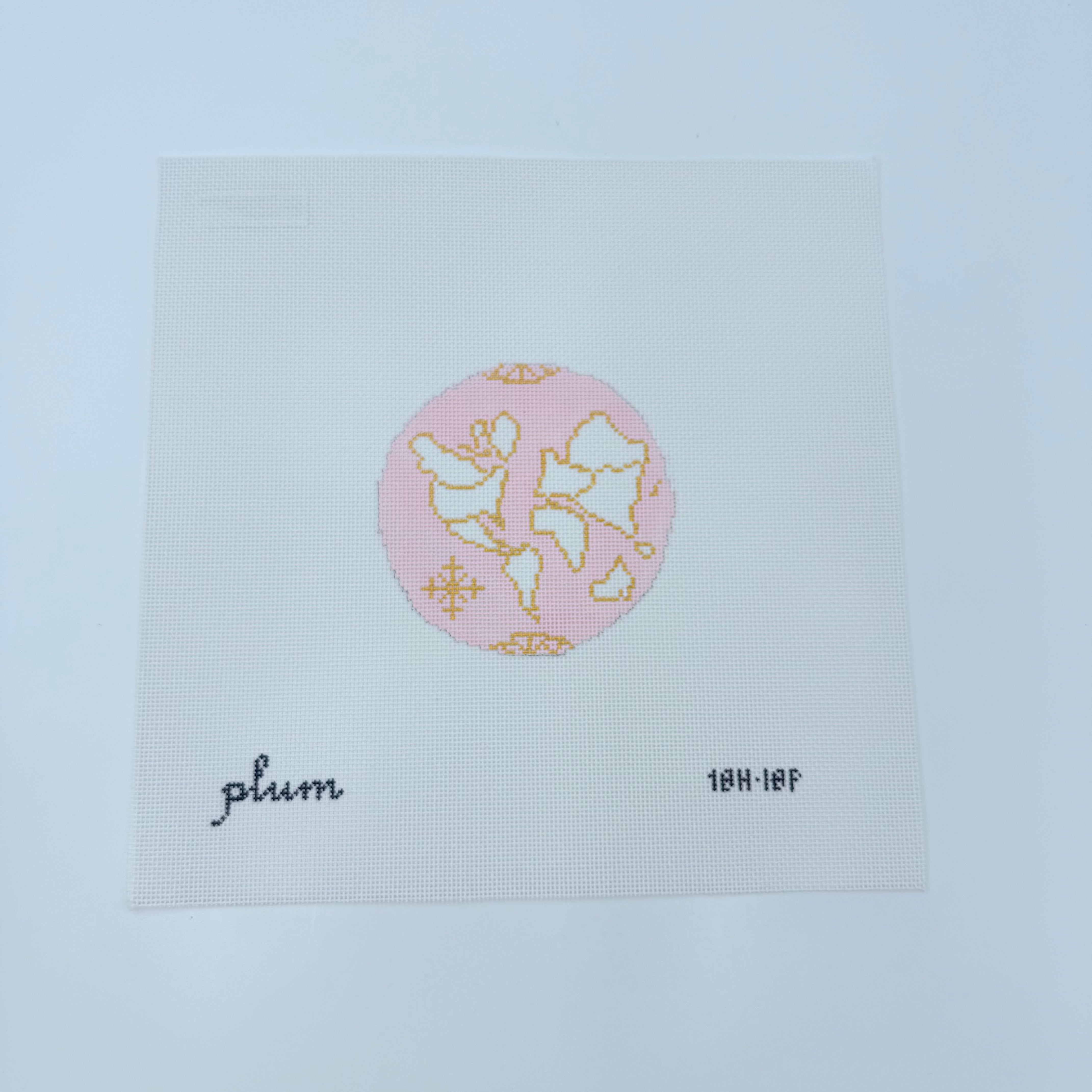 Small Atlas Round Pink Canvas - KC Needlepoint