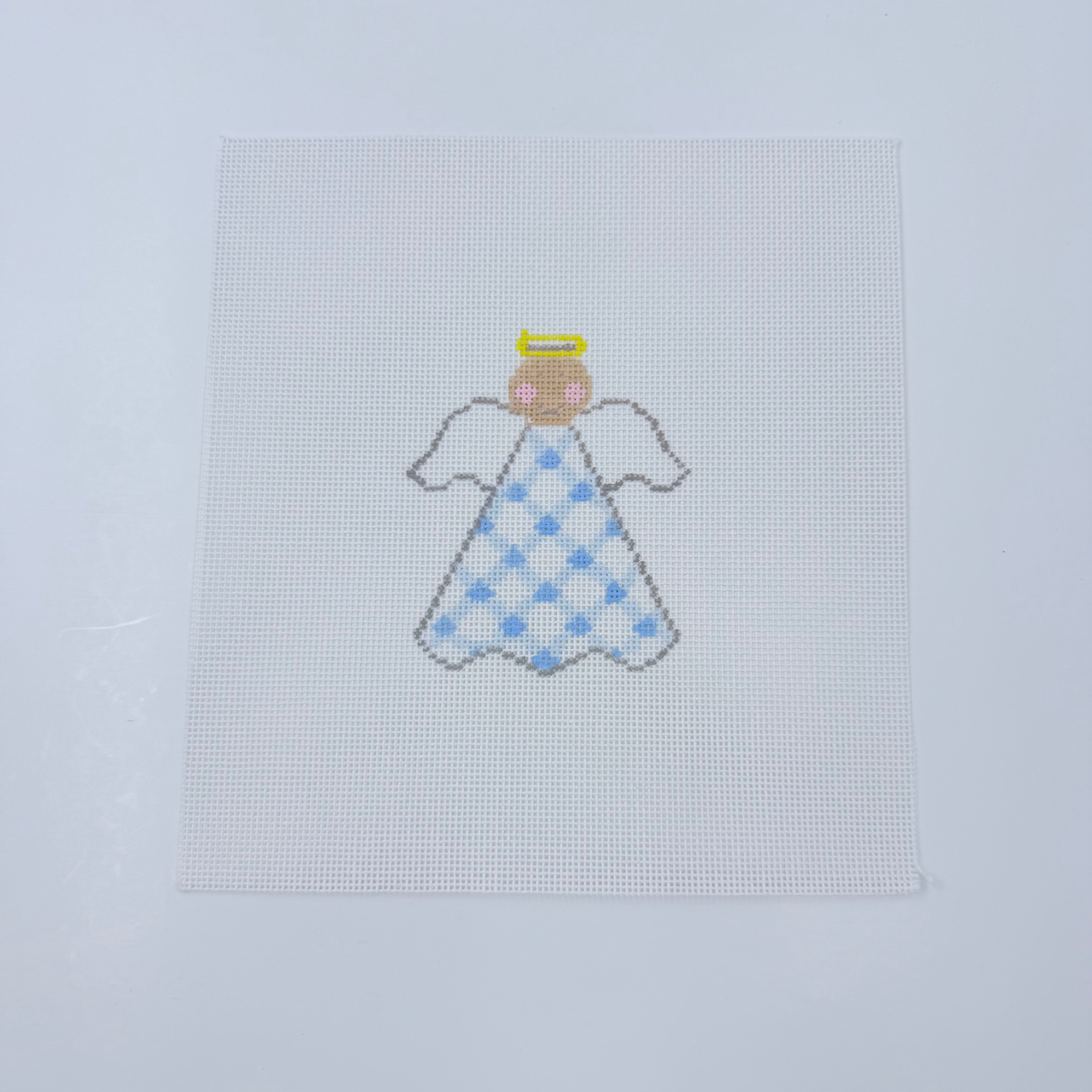 Blue Gingham Angel Canvas - KC Needlepoint