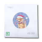 Golden Labrador Candy Cane Round Canvas - KC Needlepoint
