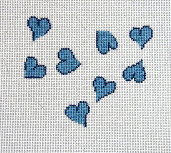 Blue Hearts Canvas - KC Needlepoint