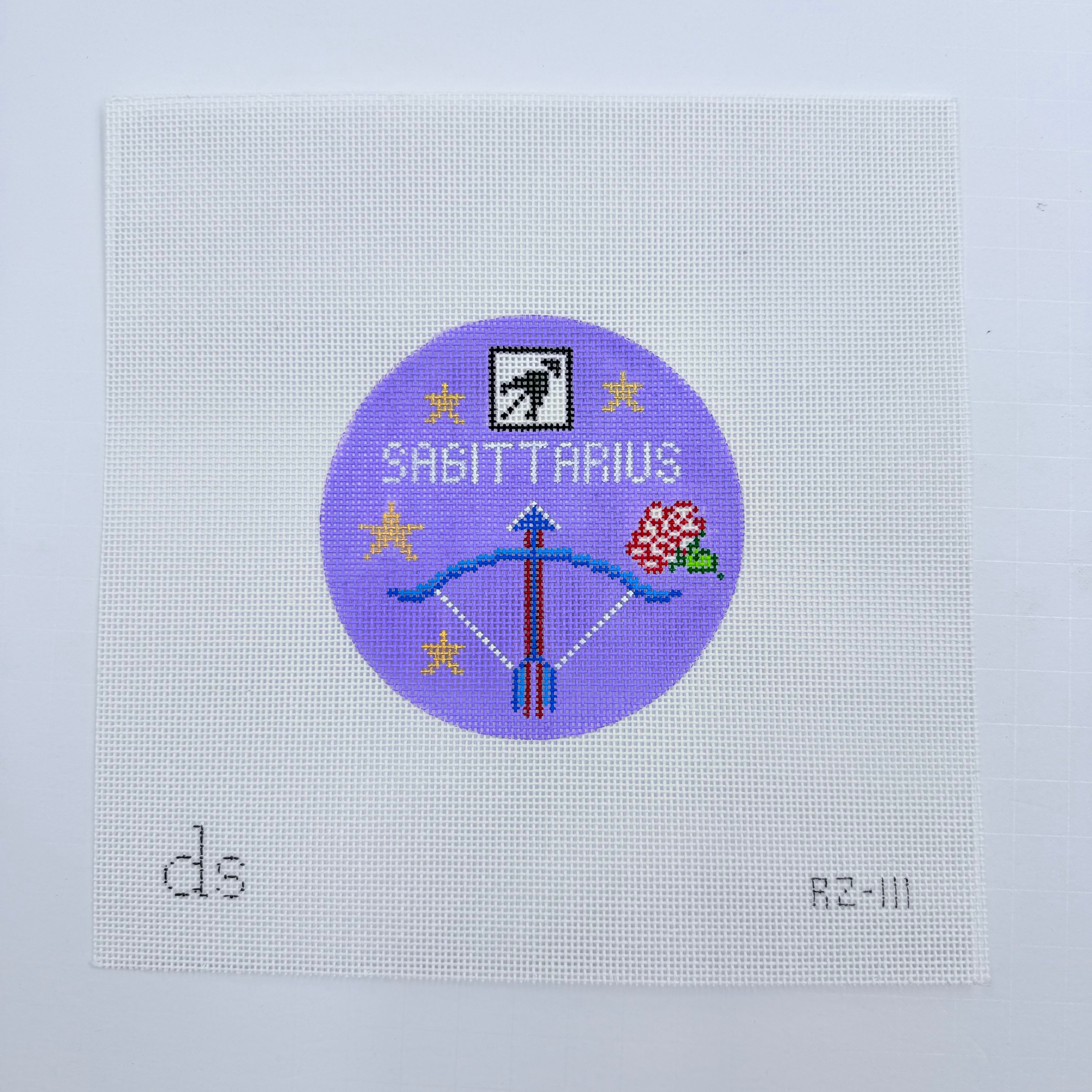 Sagittarius Zodiac Round Canvas - KC Needlepoint