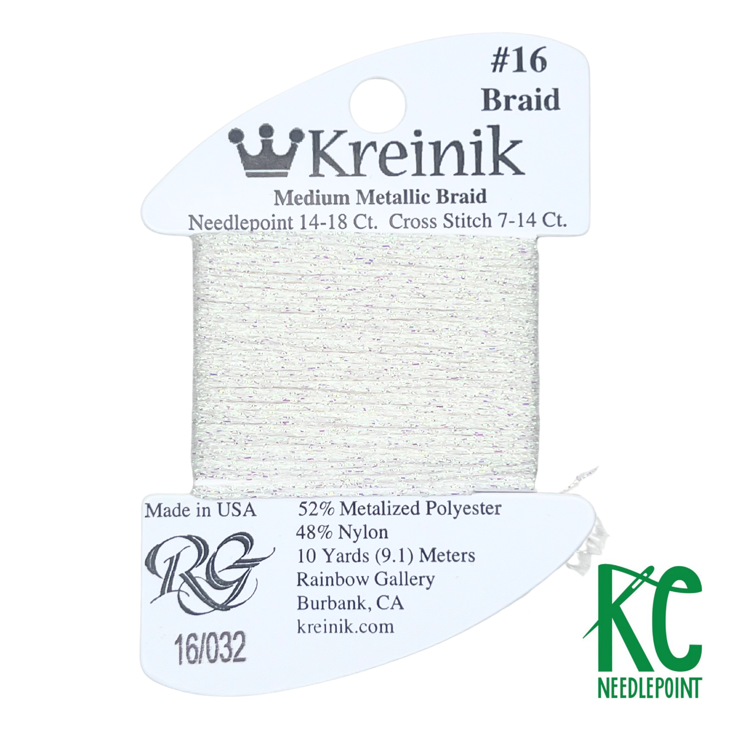 Kreinik Card Size 16 032 Pearl - KC Needlepoint