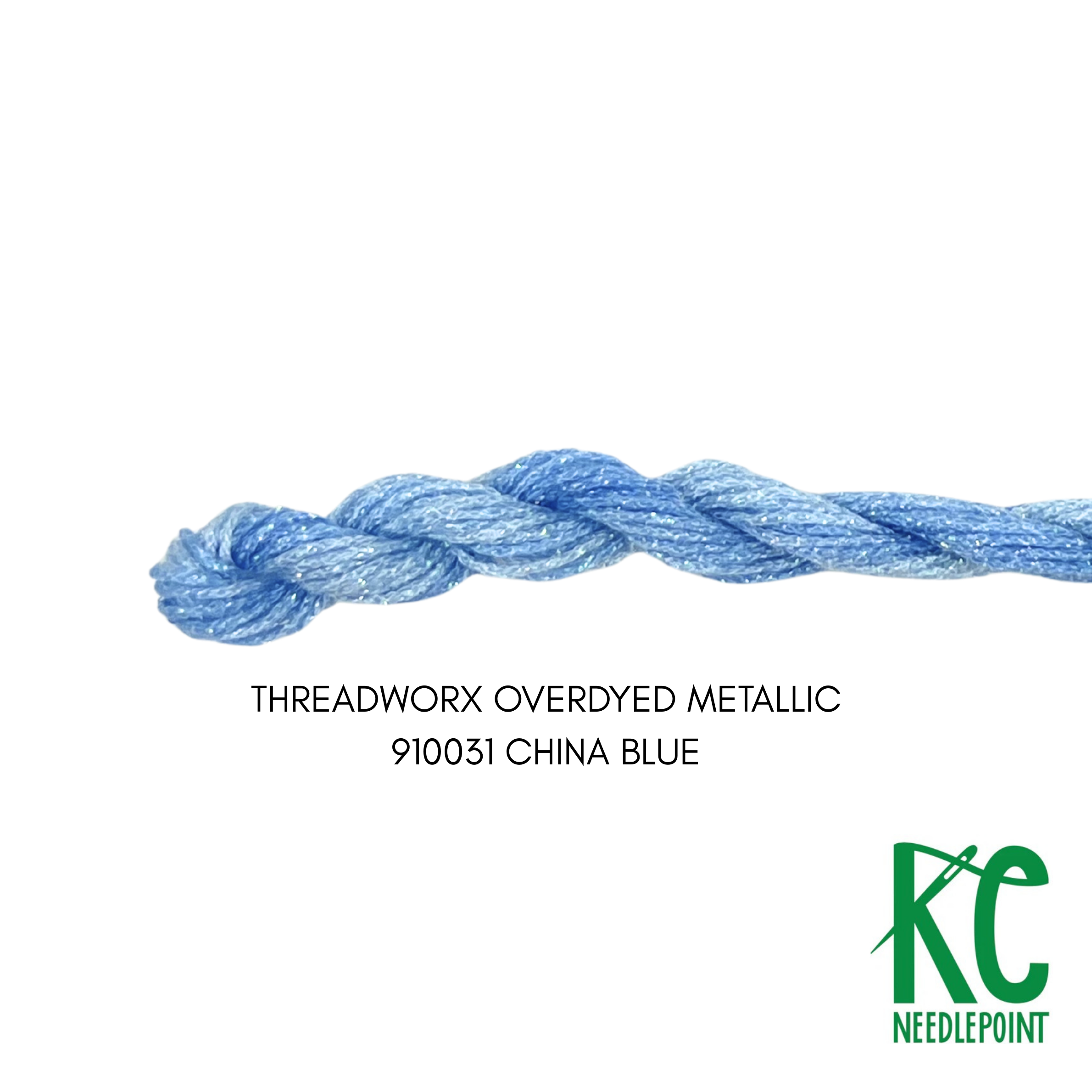 ThreadworX #12 Overdyed Metallic China Blue - KC Needlepoint