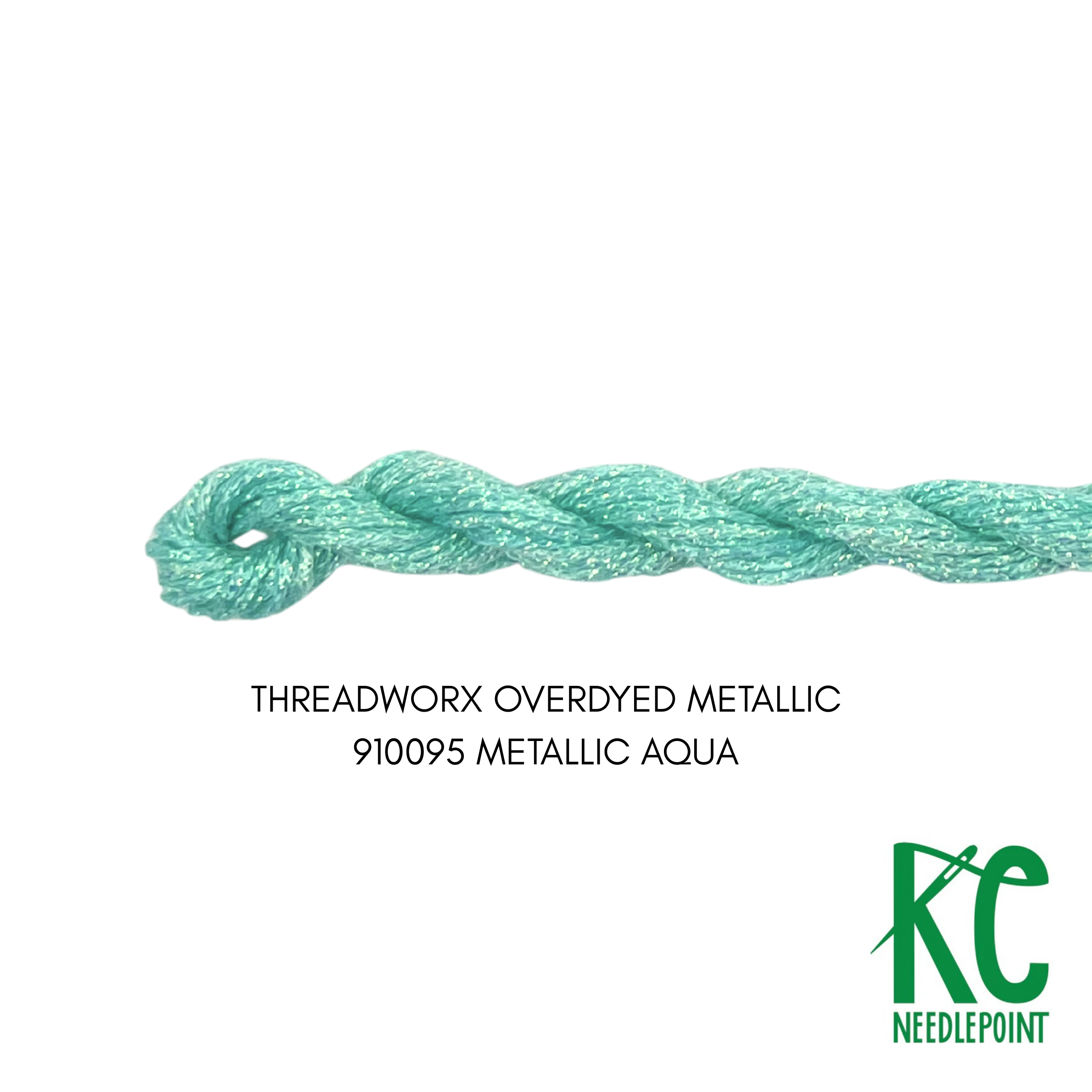 ThreadworX #12 Overdyed Metallic Aqua - KC Needlepoint