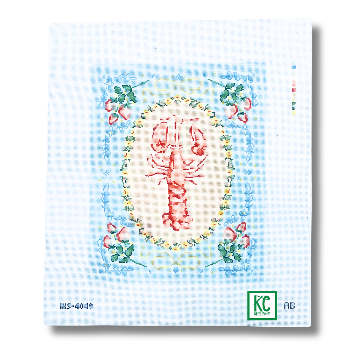 Strawberry Lobster Canvas - KC Needlepoint