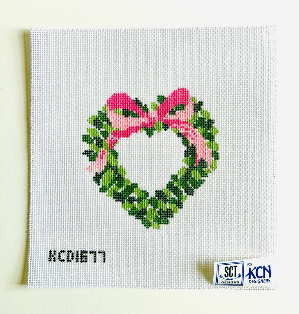 Heart Shaped Wreath Canvas - KC Needlepoint