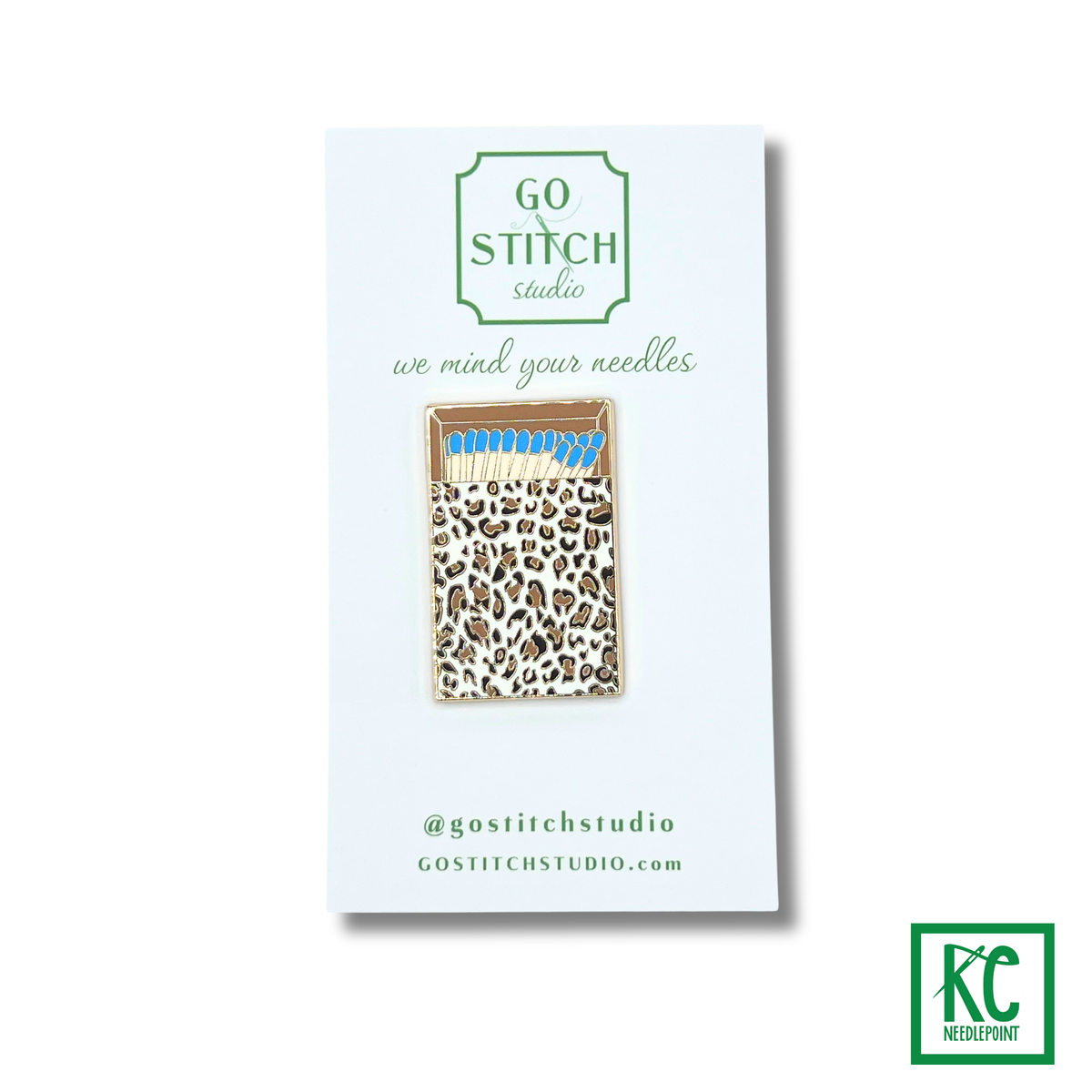 Blue Leopard Print Matchbook Needle Minder - KC Needlepoint