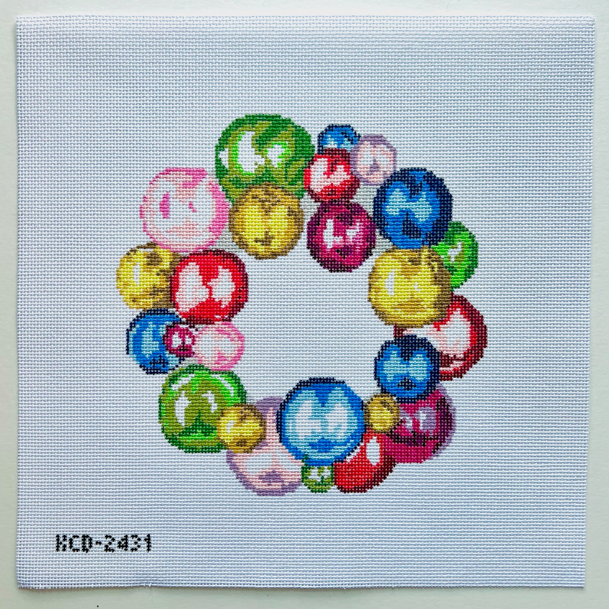 Glass Ornament Wreath Canvas - KC Needlepoint