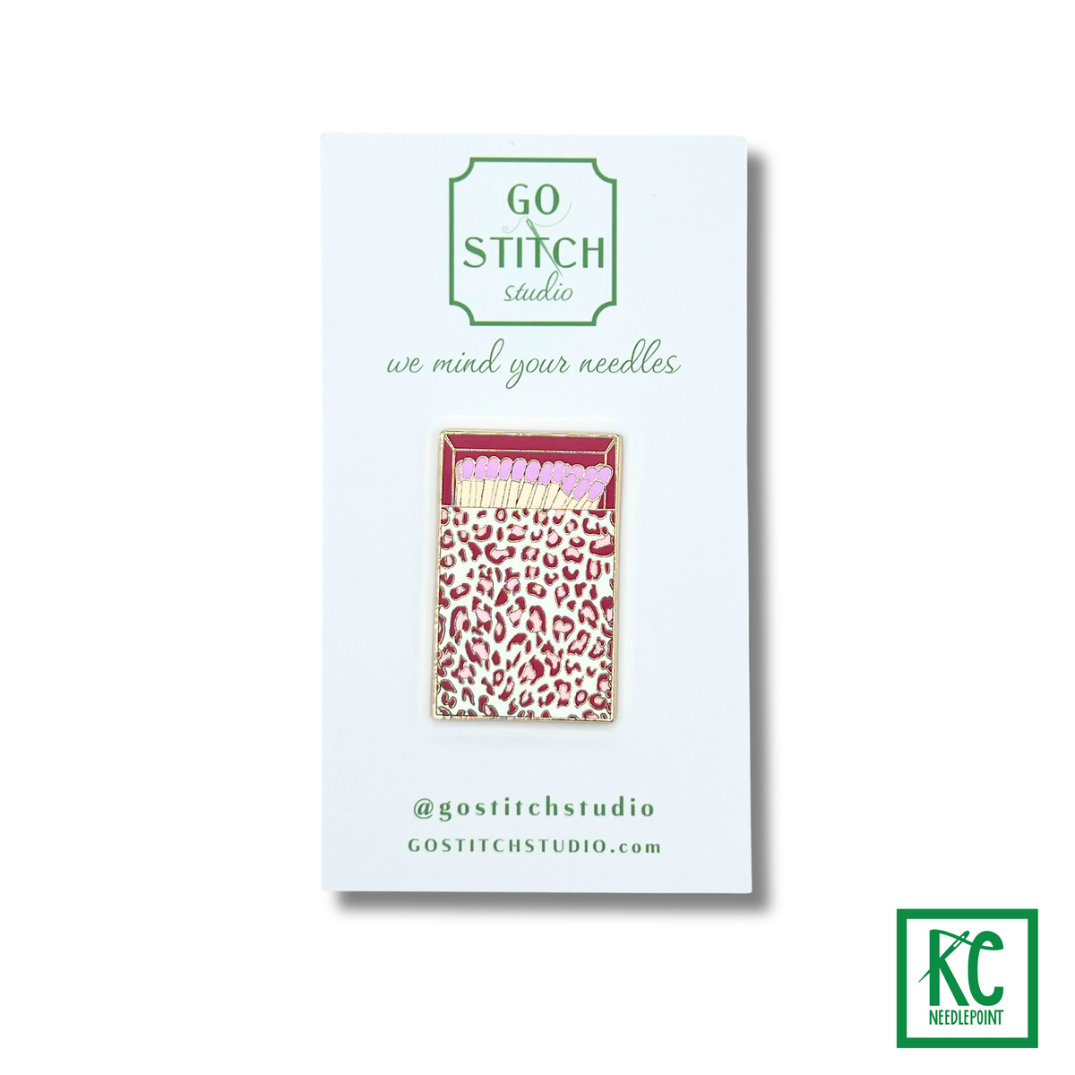 Pink Leopard Print Matchbook Needle Minder - KC Needlepoint
