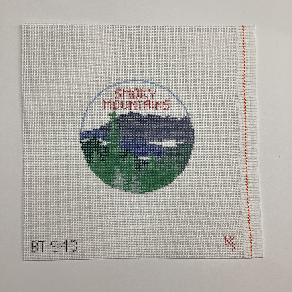Smoky Mountains Travel Round Canvas - KC Needlepoint