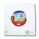 Steamboat Travel Round Needlepoint Canvas - KC Needlepoint