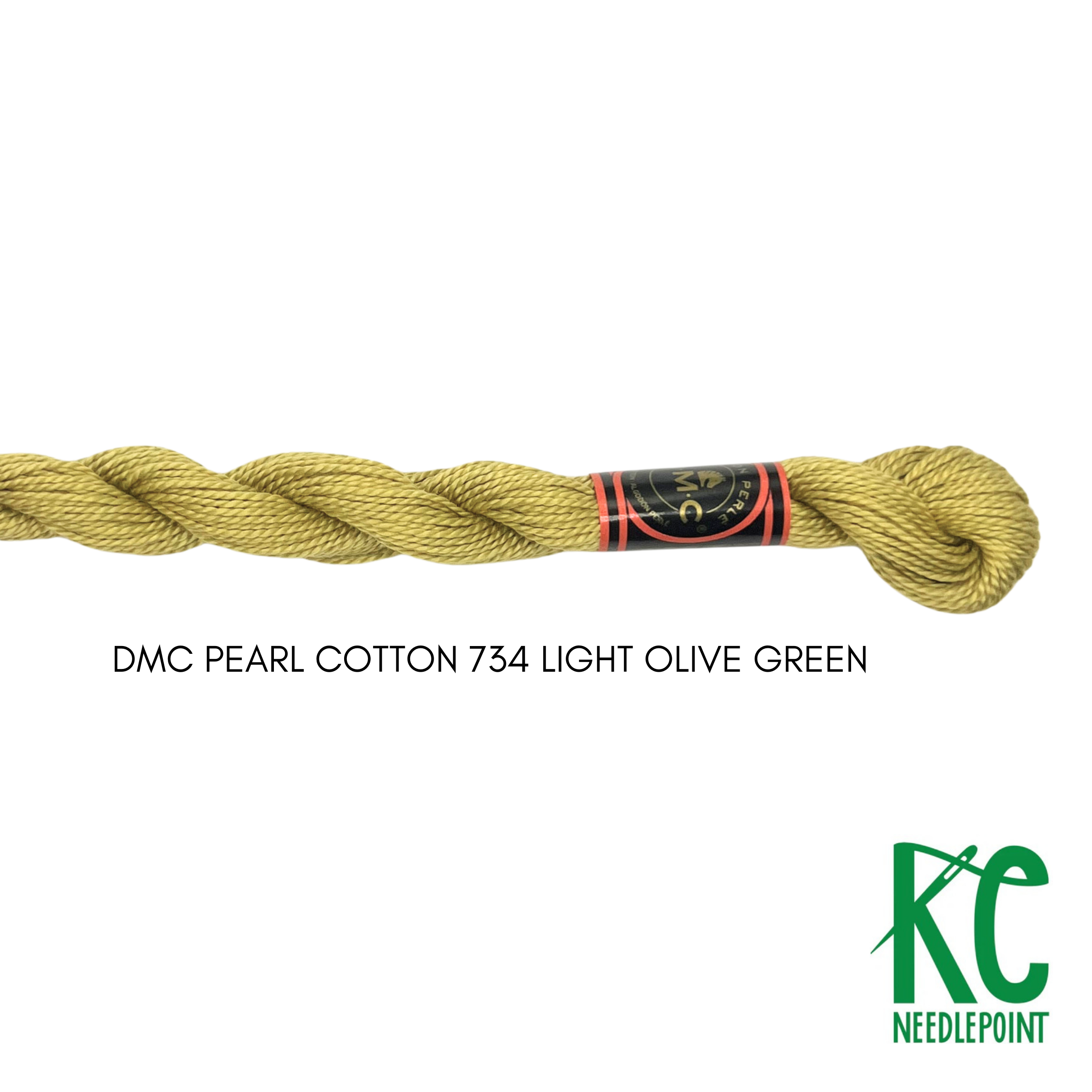 DMC 3 Pearl Cotton 734 Light Olive Green - KC Needlepoint