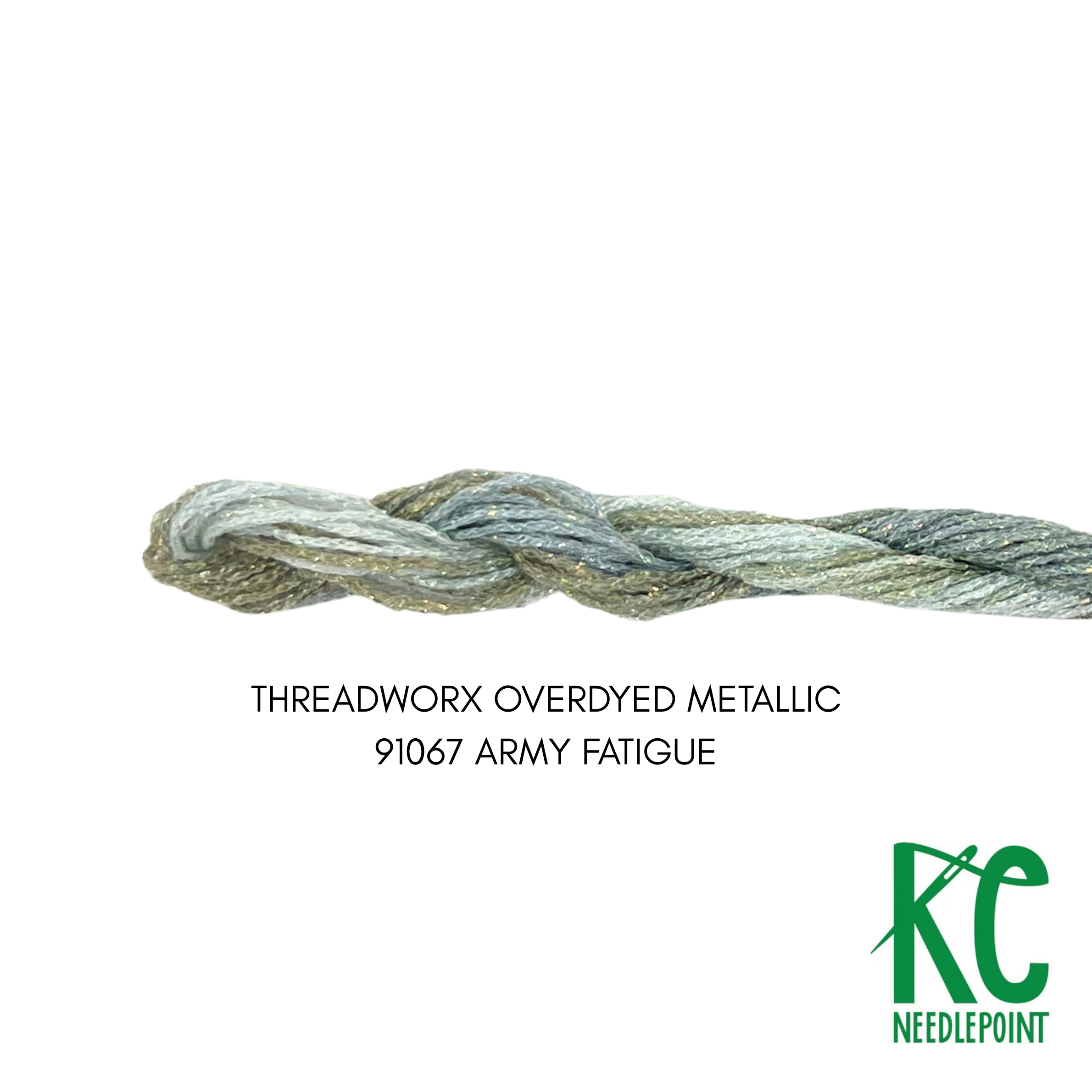 ThreadworX #12 Overdyed Metallic Army Fatigue - KC Needlepoint