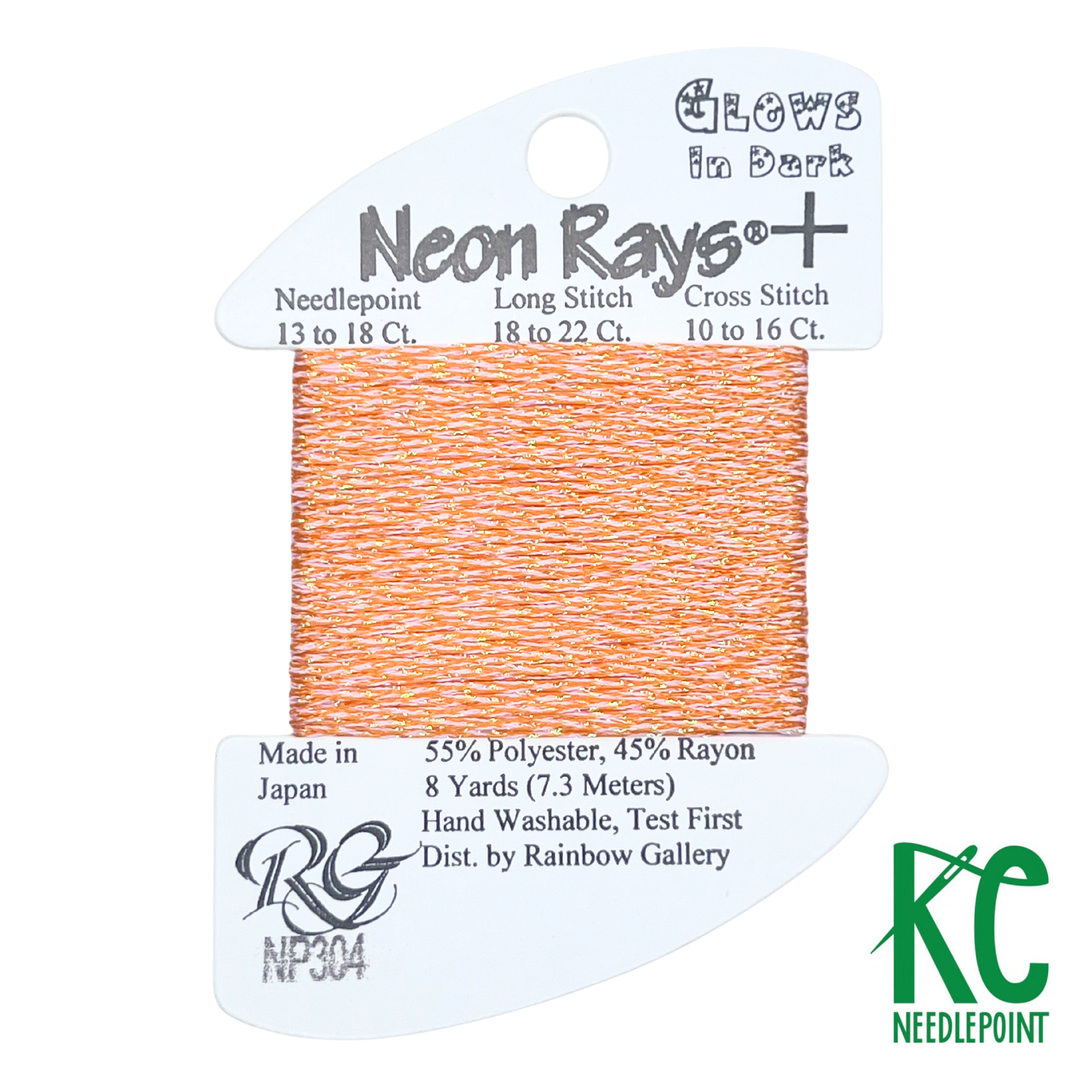 Neon Rays+ NP304 Glow in the Dark Orange - KC Needlepoint