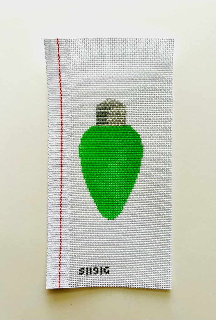 Green Light Bulb Canvas - KC Needlepoint