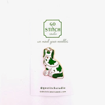 Green Staffordshire Dog Needle Minder - KC Needlepoint