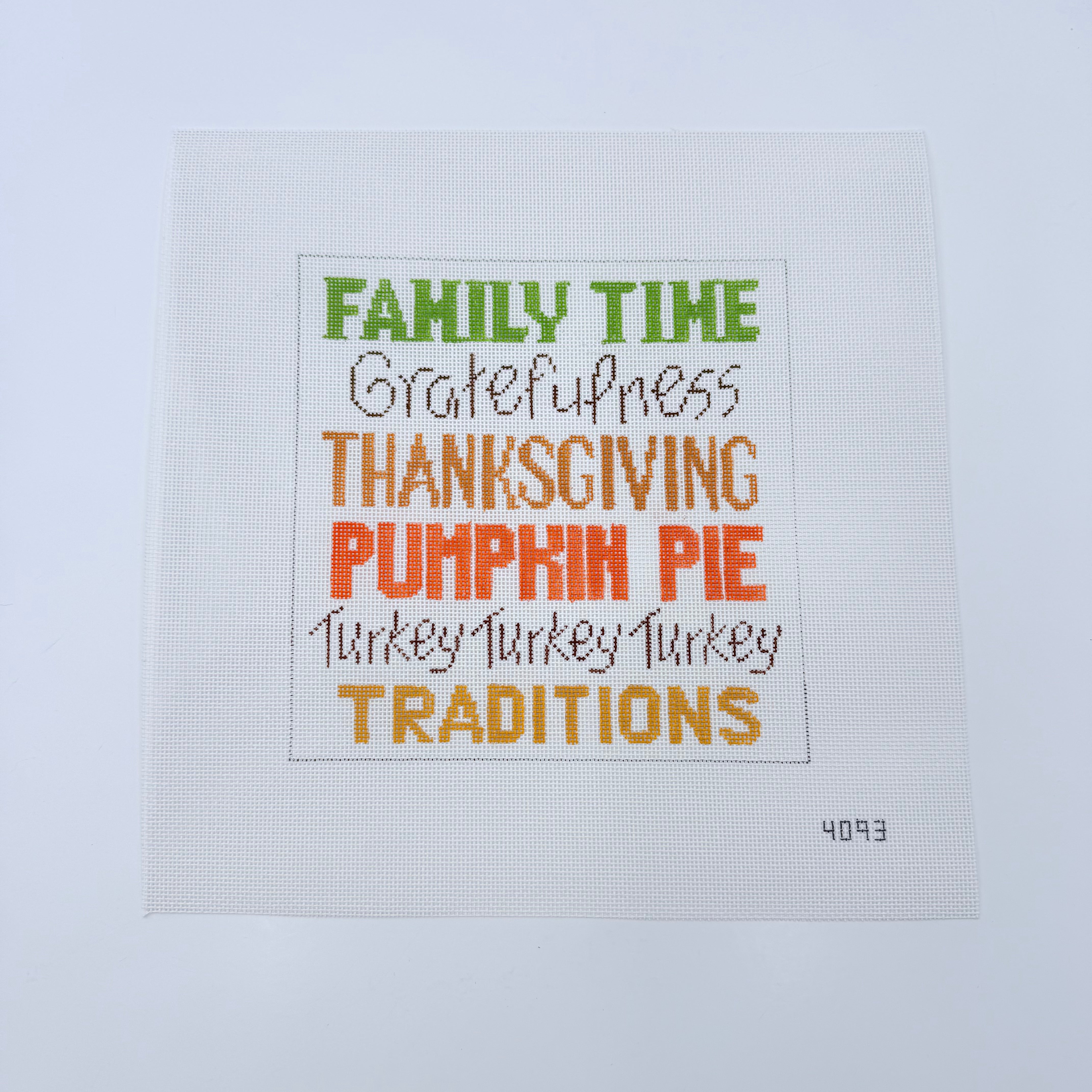 Thanksgiving Words Canvas - KC Needlepoint