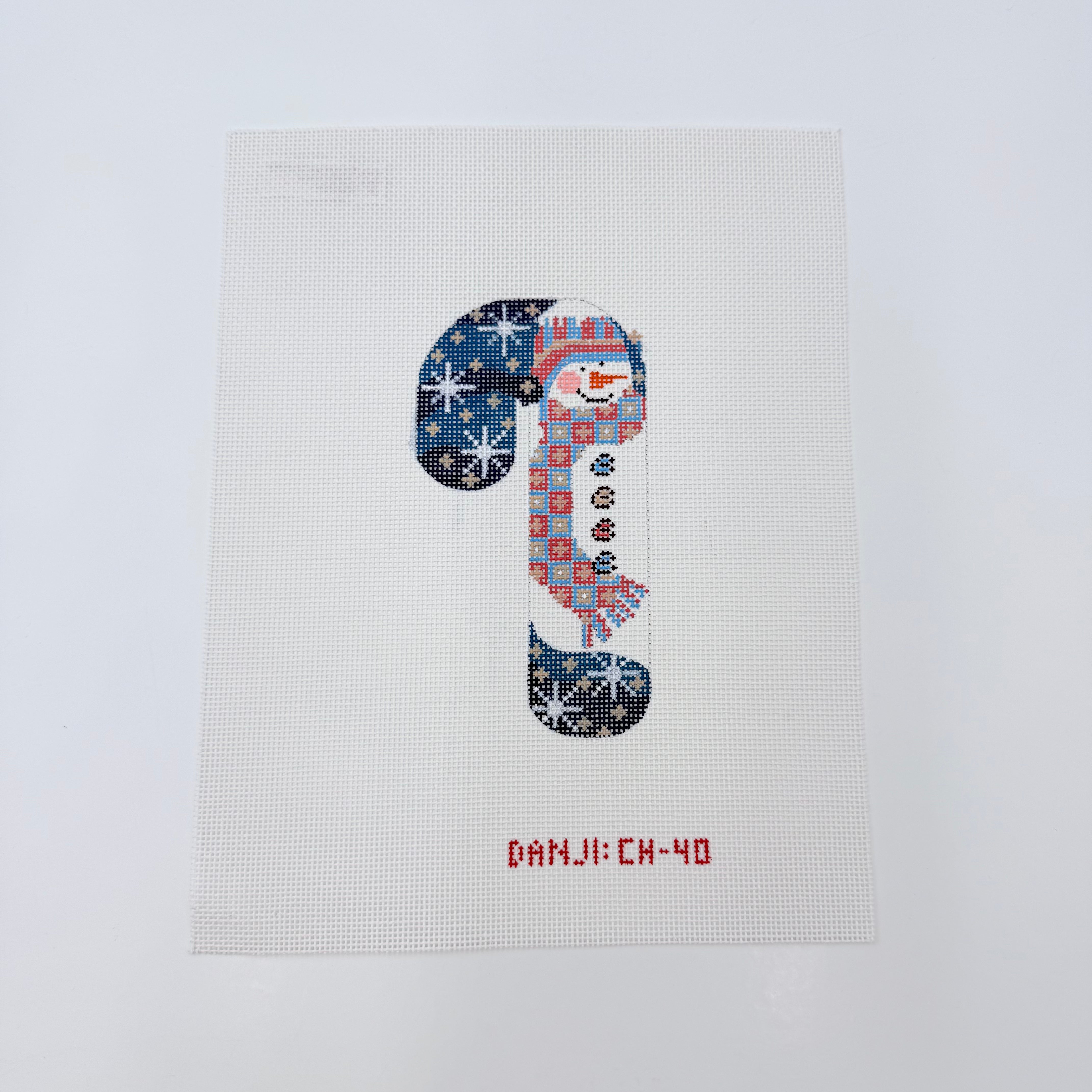 Snowman Candy Cane Canvas - KC Needlepoint