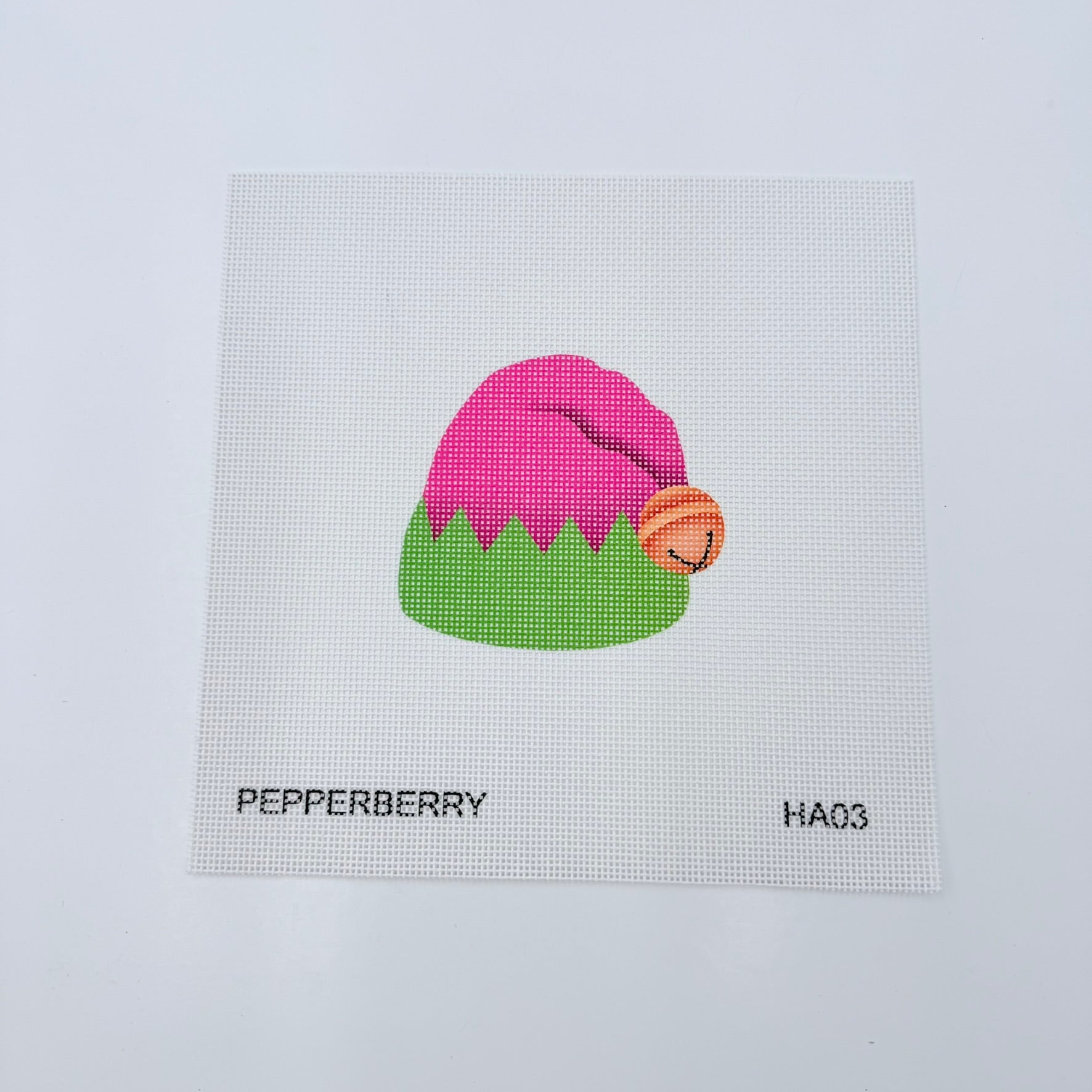 Elf Hat Pink and Green Canvas - KC Needlepoint