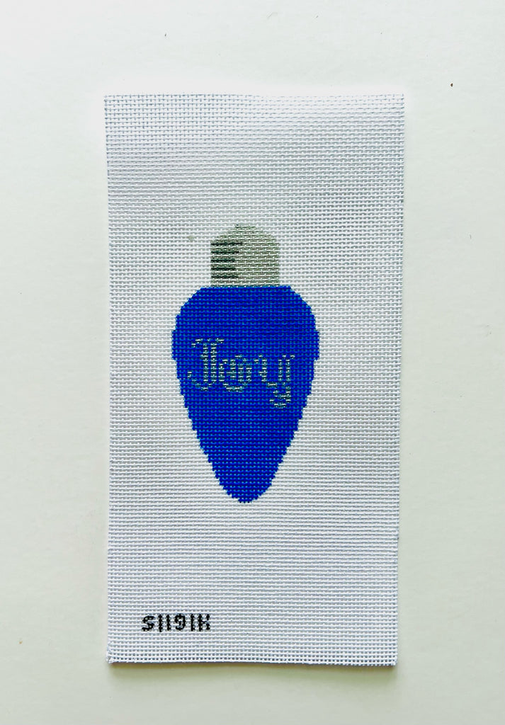 Blue Light Bulb Canvas - KC Needlepoint