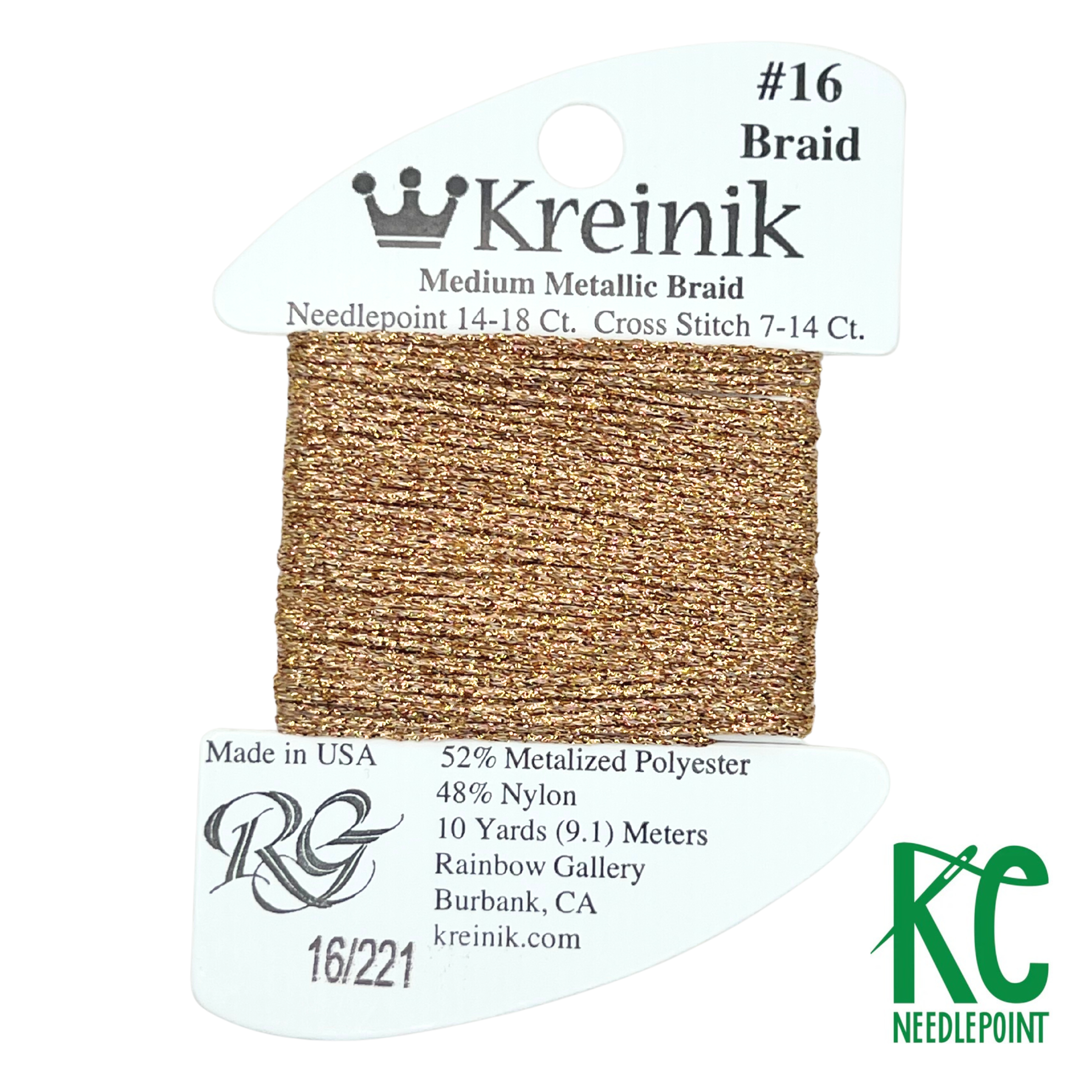 Kreinik Card Size 16 221 Antique Gold - KC Needlepoint