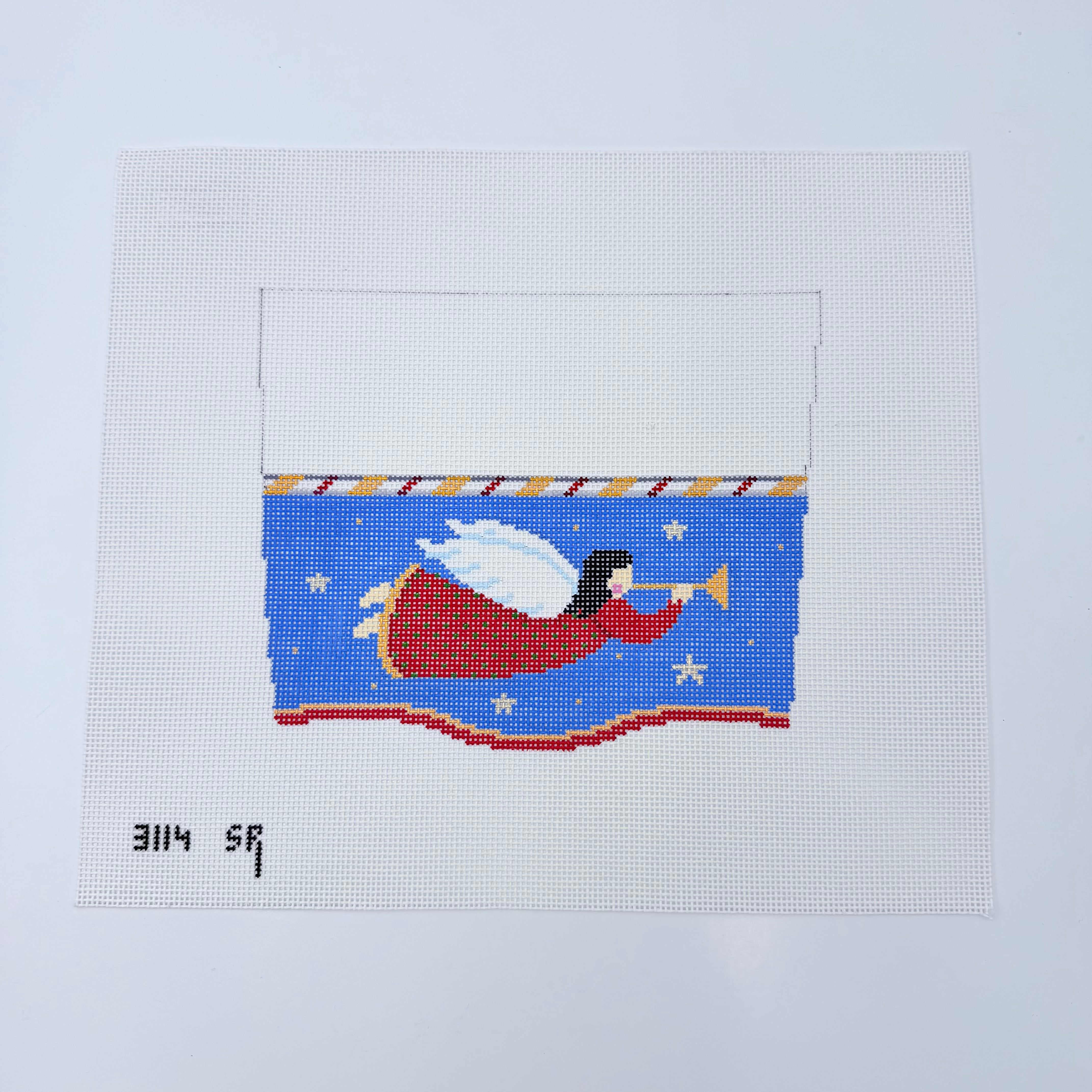 Angel Flying Stocking Topper Canvas - KC Needlepoint