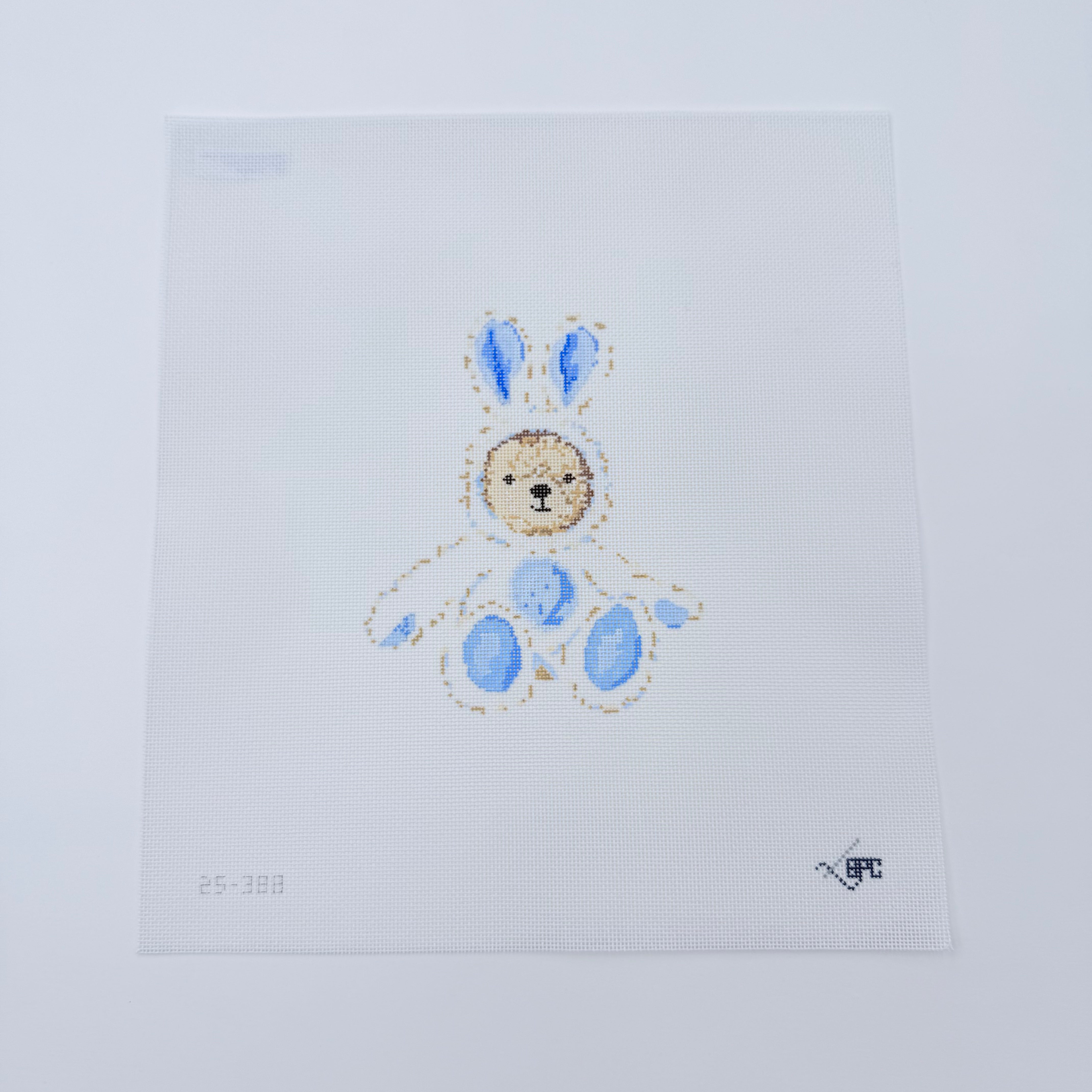 Bunny Bear Blue Canvas - KC Needlepoint